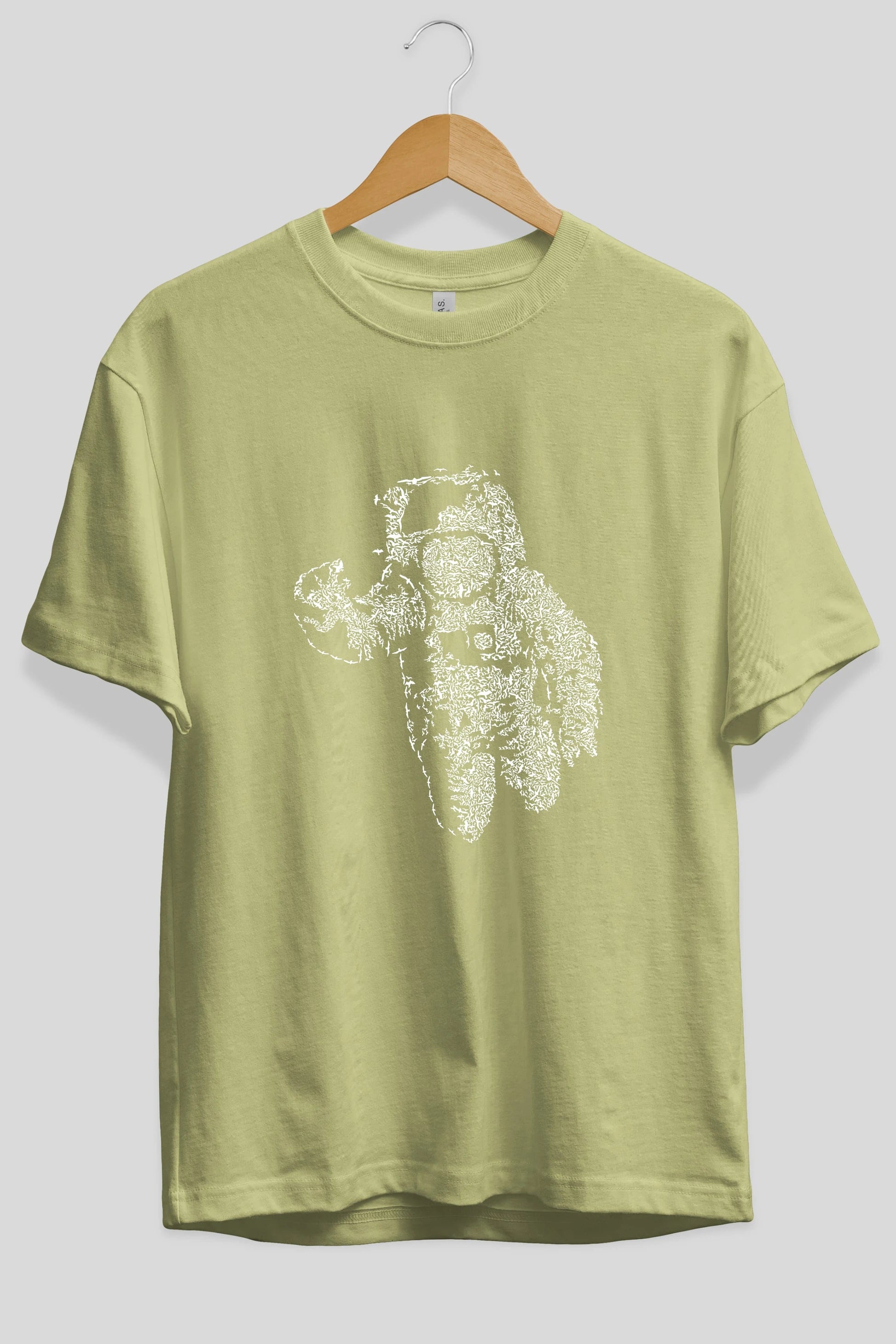 Flying Astronaut Ön Baskılı Oversize t-shirt %100 pamuk Erkek Kadın Unisex