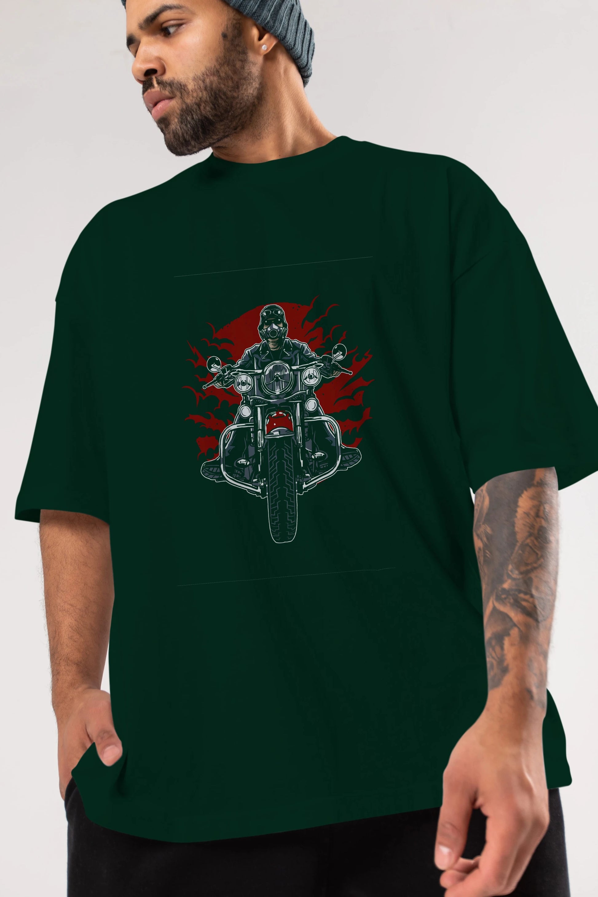 Wild Biker Ön Baskılı Oversize t-shirt Erkek Kadın Unisex %100 Pamuk tişort