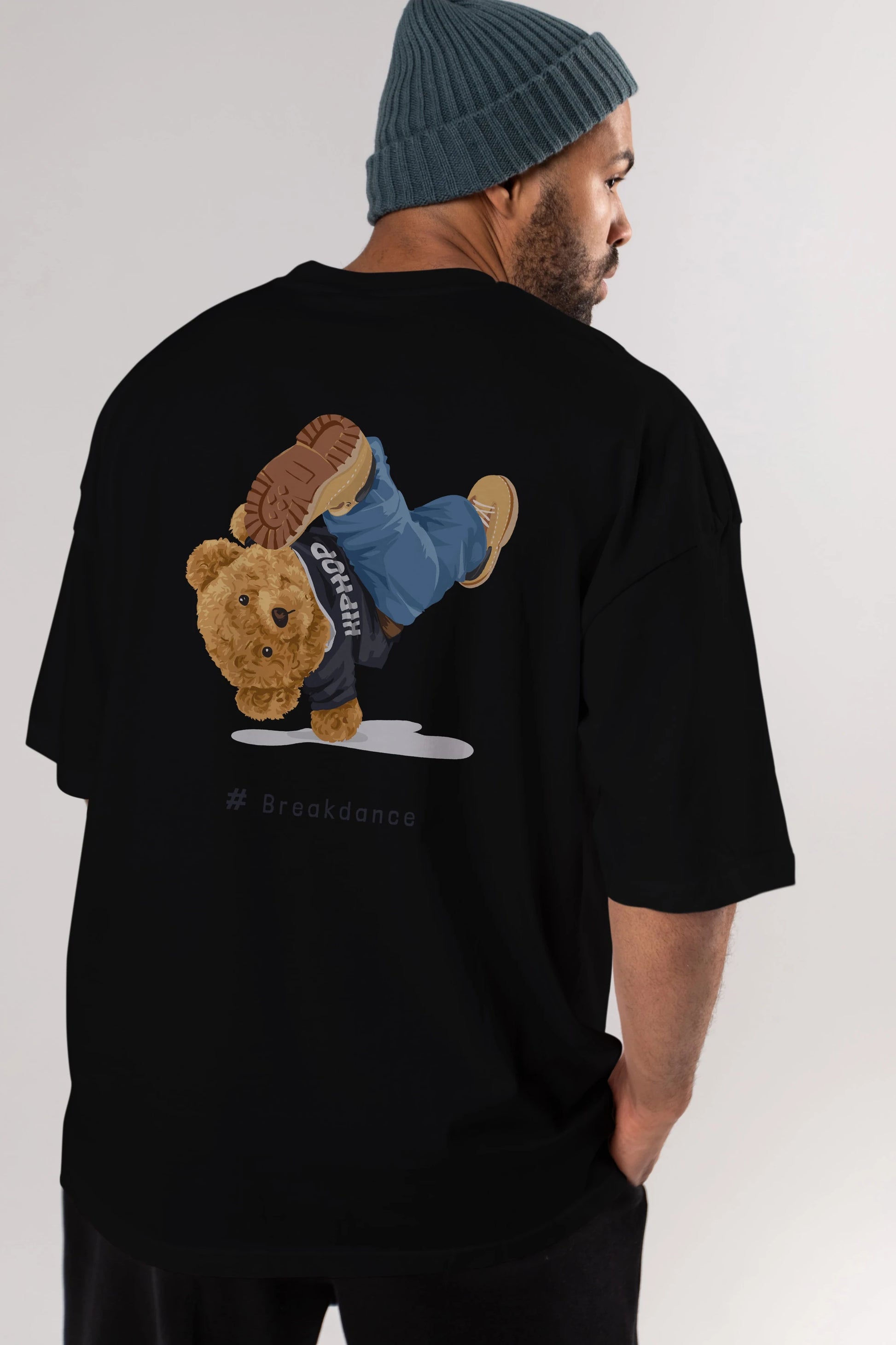 Teddy Bear Breakdance Arka Baskılı Oversize t-shirt Erkek Kadın Unisex %100 Pamuk