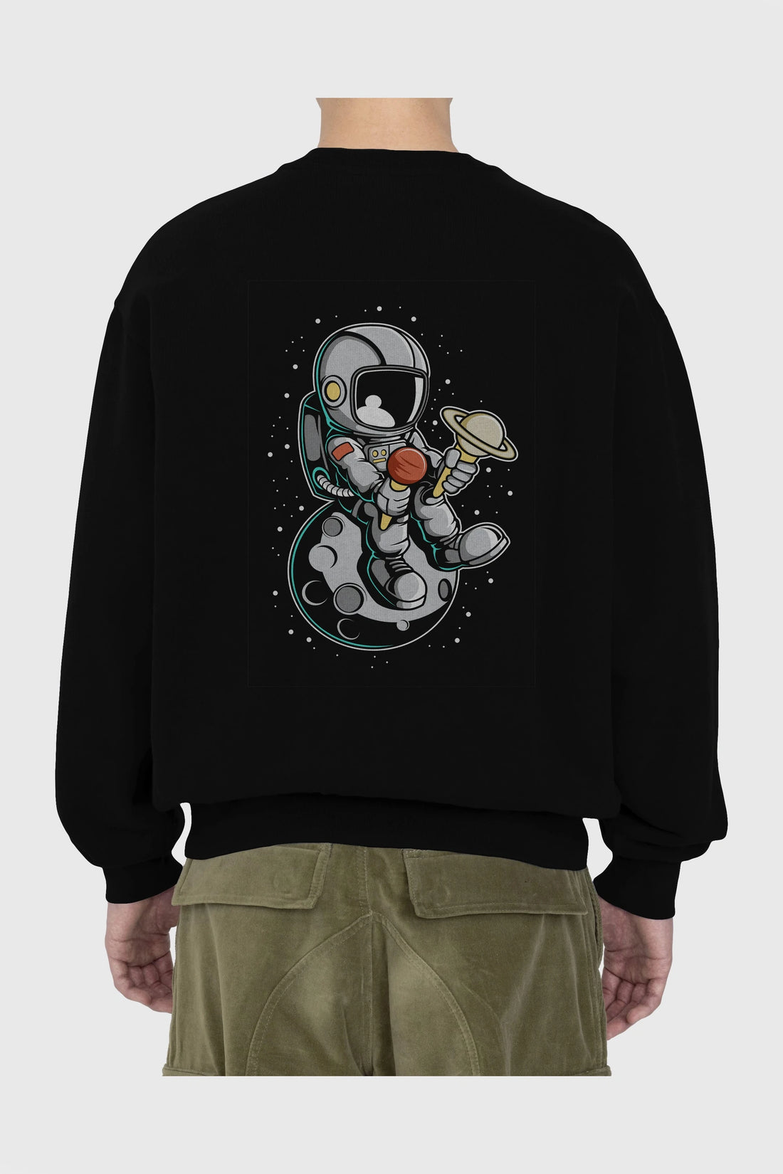 Astronaut Ice Cream (2) Arka Baskılı Oversize Sweatshirt Erkek Kadın Unisex