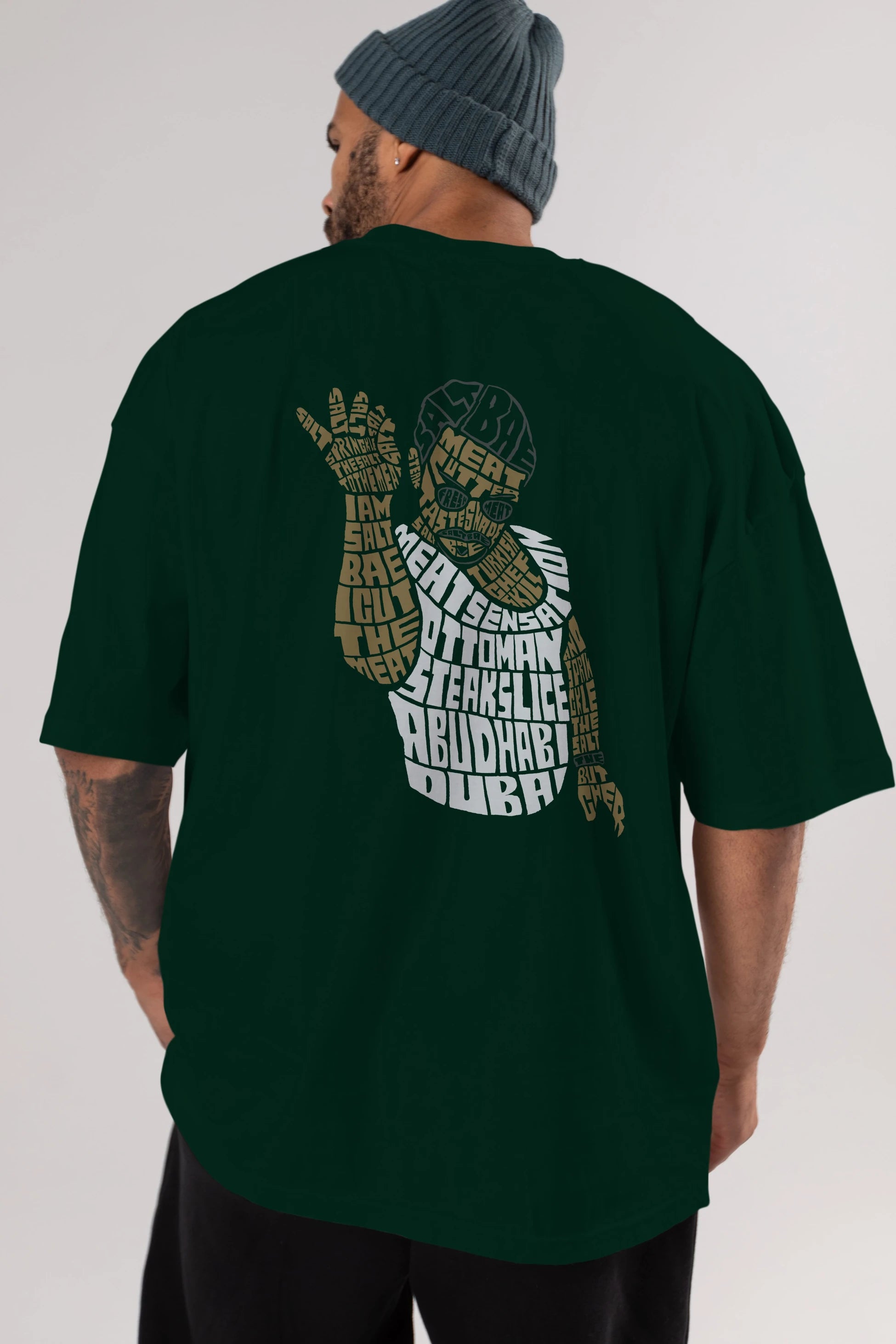 Salt Bae Arka Baskılı Oversize t-shirt %100 pamuk Erkek Kadın Unisex