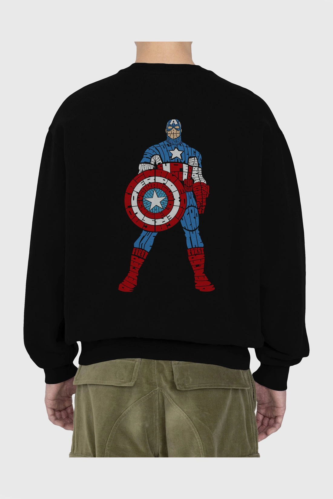 Captain America Arka Baskılı Oversize Sweatshirt Erkek Kadın Unisex