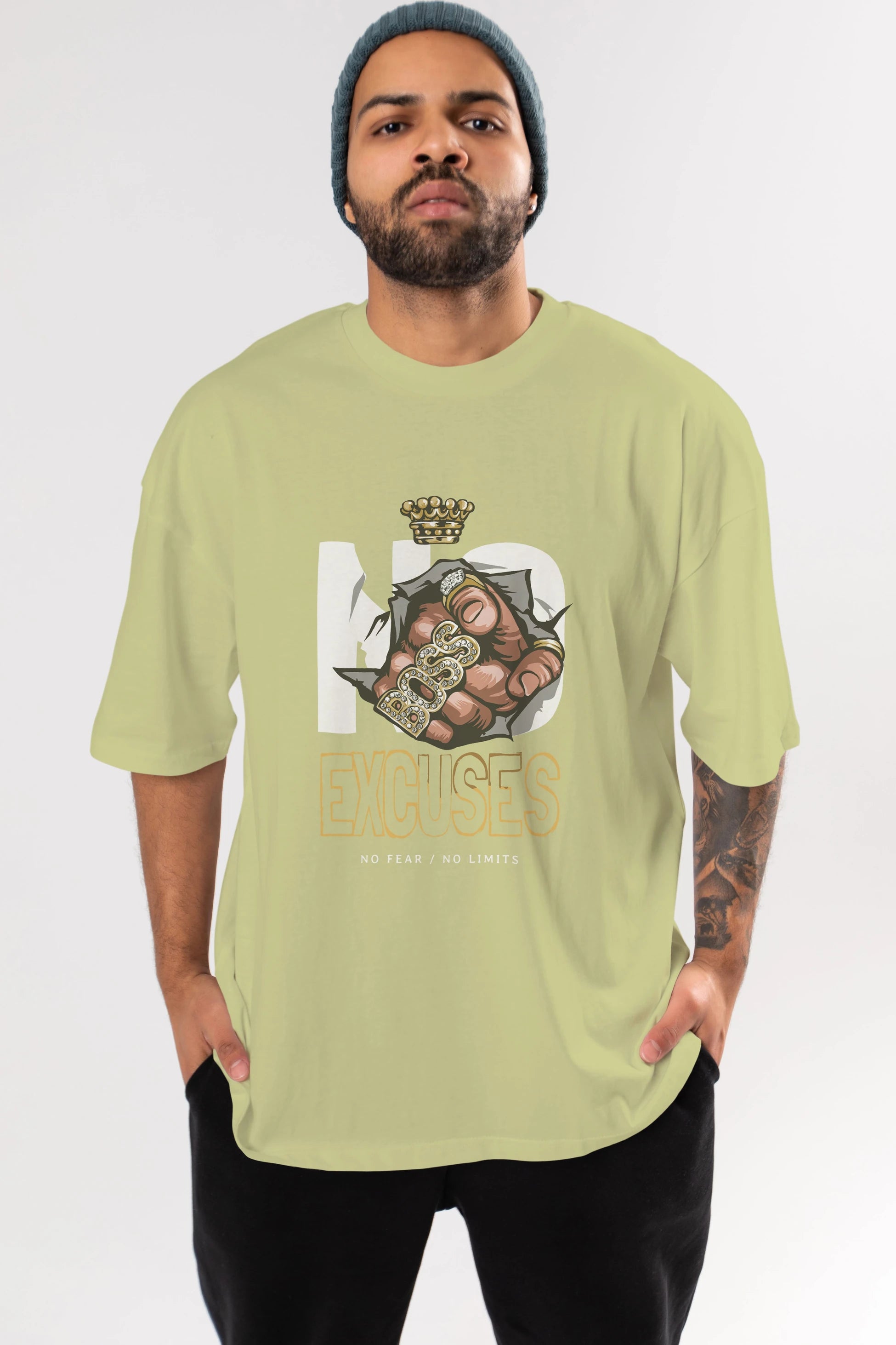 No Excuses Ön Baskılı Oversize t-shirt Erkek Kadın Unisex