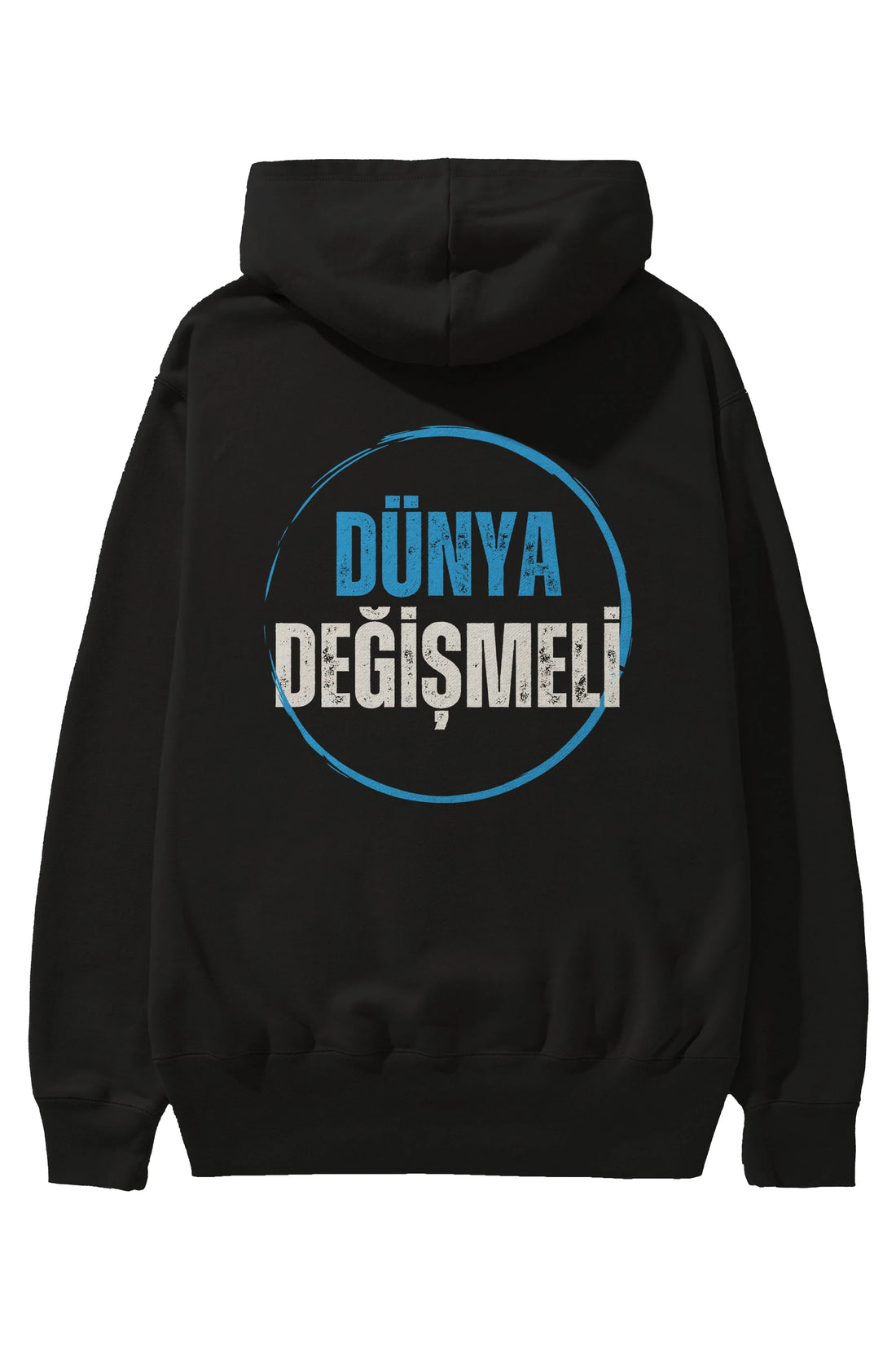 Dünya Değişmeli Yazılı Arka Baskılı Oversize Hoodie Kapüşonlu Sweatshirt Erkek Kadın Unisex