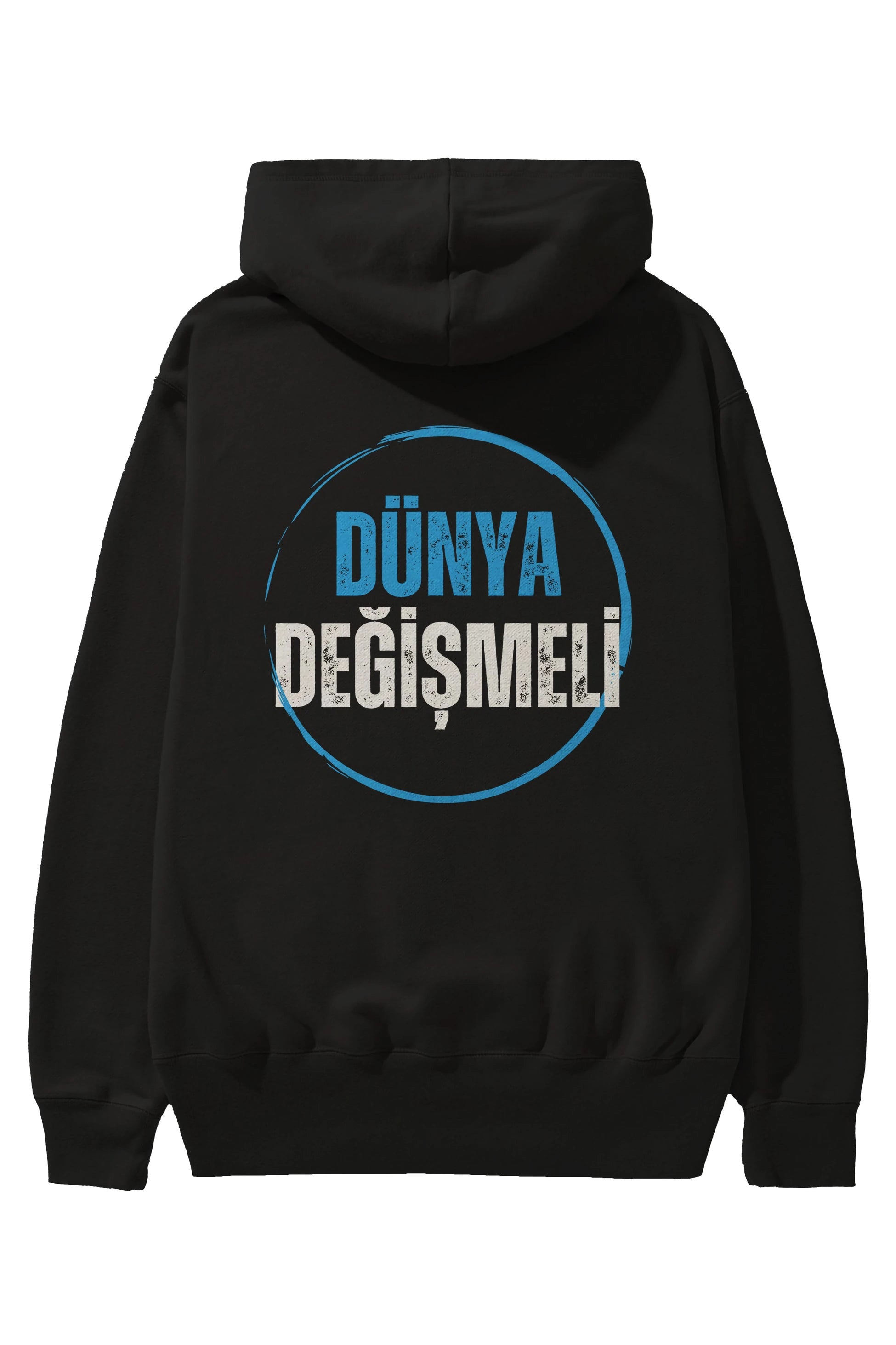 Dünya Değişmeli Yazılı Arka Baskılı Oversize Hoodie Kapüşonlu Sweatshirt Erkek Kadın Unisex