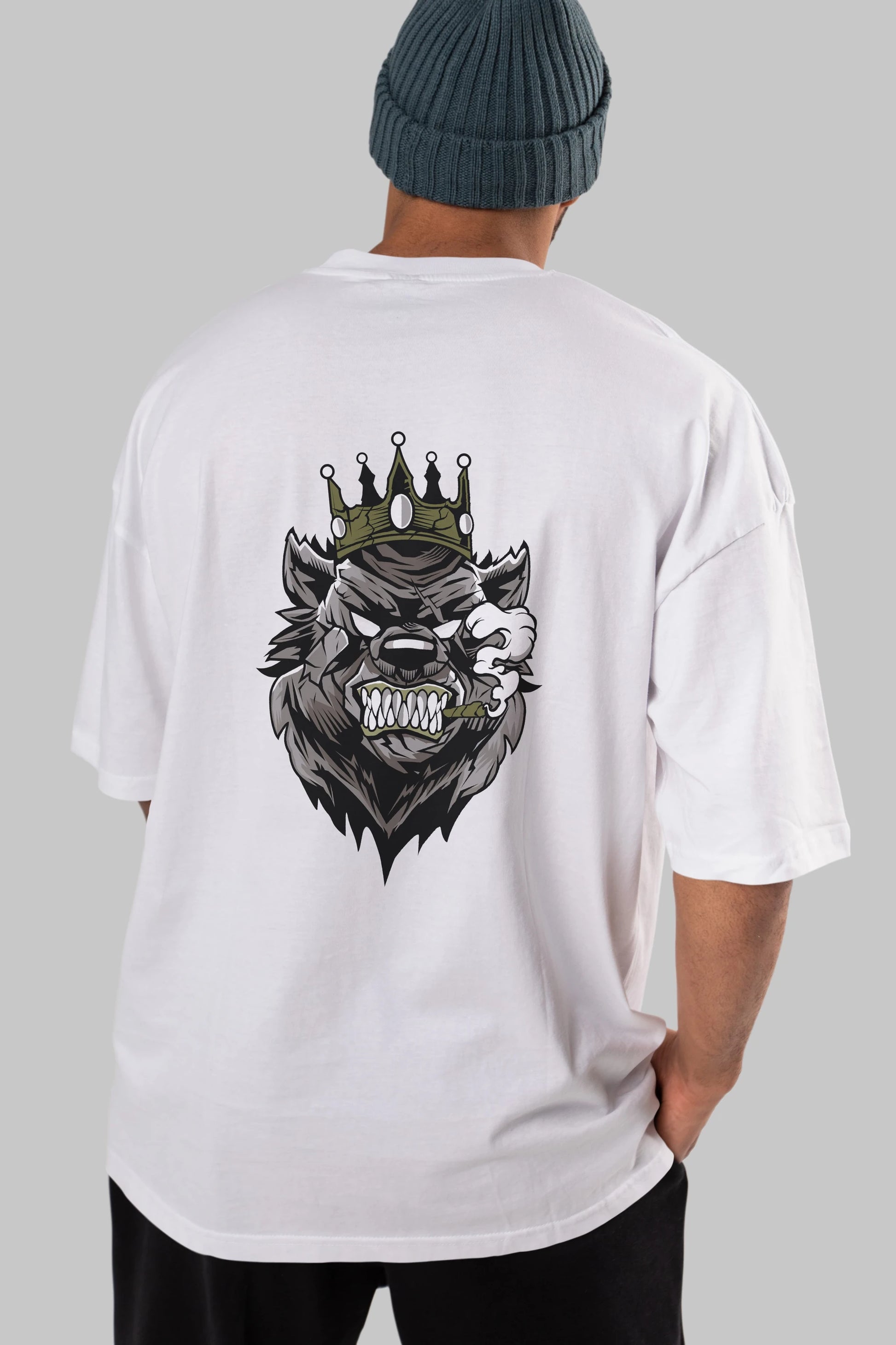 Bear King Arka Baskılı Oversize t-shirt Erkek Kadın Unisex %100 Pamuk tişort