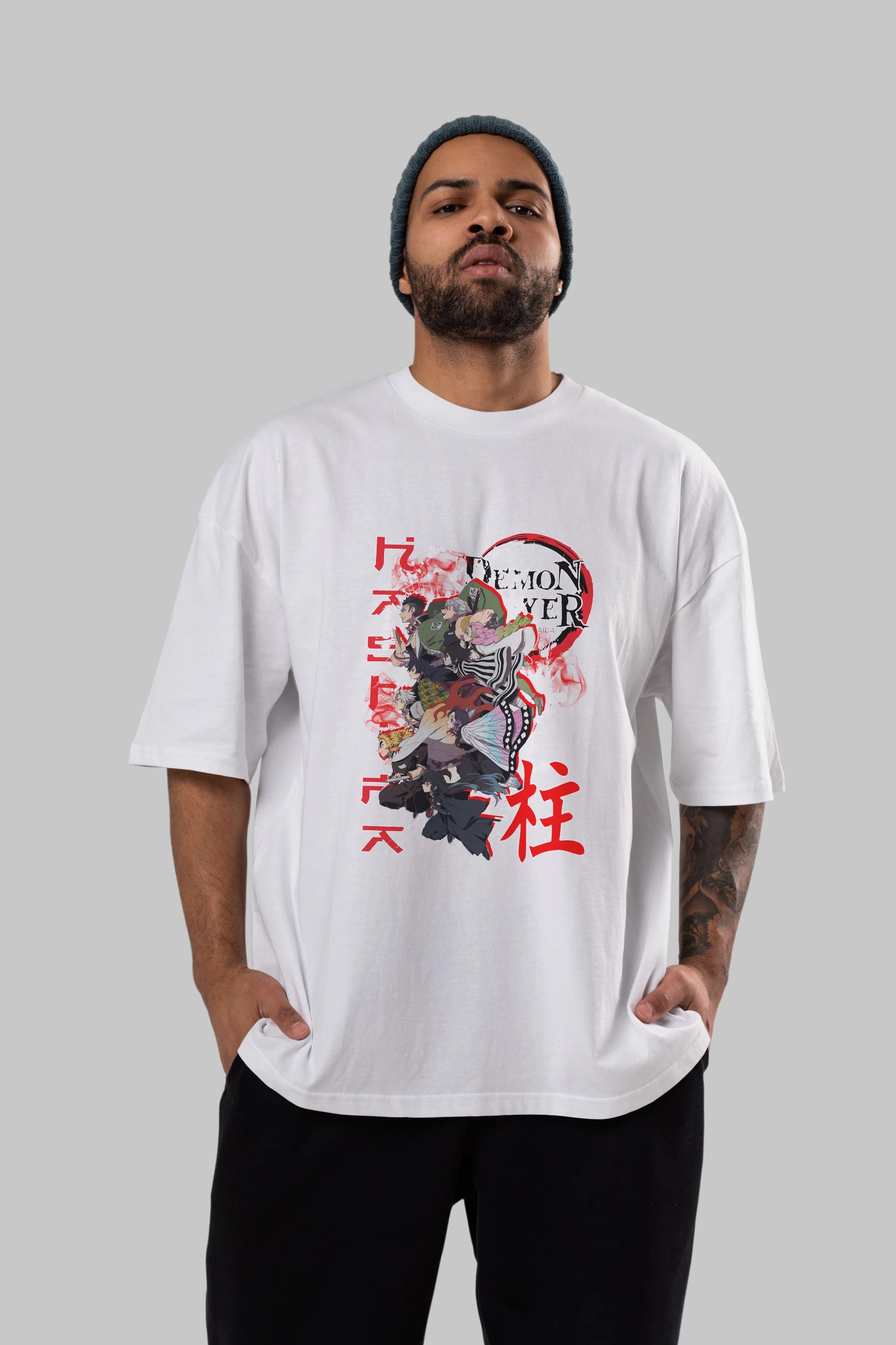 DEMON SLAYER SLAYERS Anime Ön Baskılı Oversize t-shirt %100 pamuk Erkek Kadın Unisex