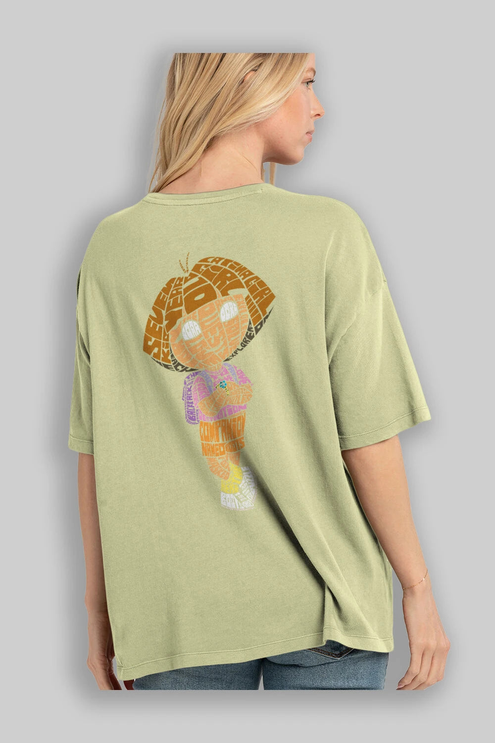 Dora Arka Baskılı Oversize t-shirt %100 pamuk Erkek Kadın Unisex