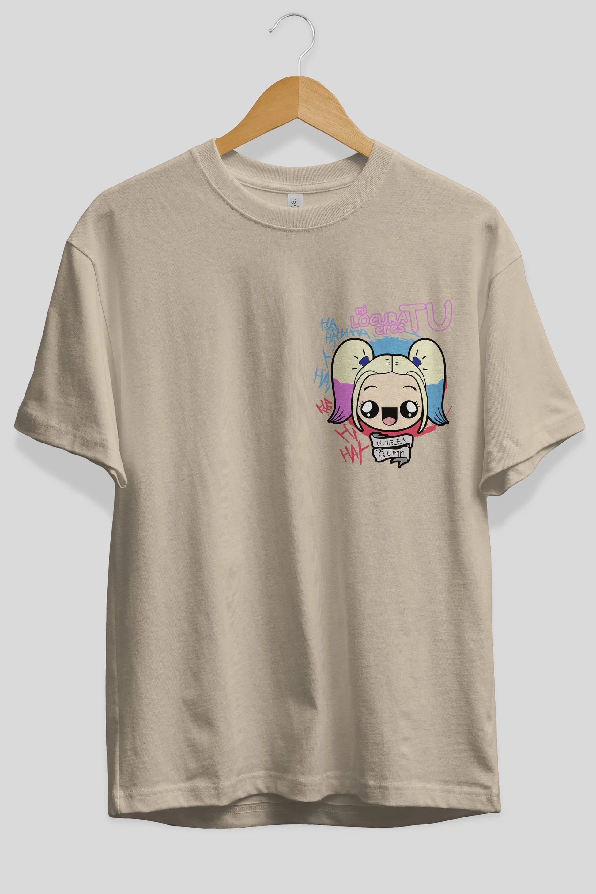 Harley Quinn Ön Sol Baskılı Oversize t-shirt Erkek Kadın Unisex %100 Pamuk Bisiklet Yaka tişort