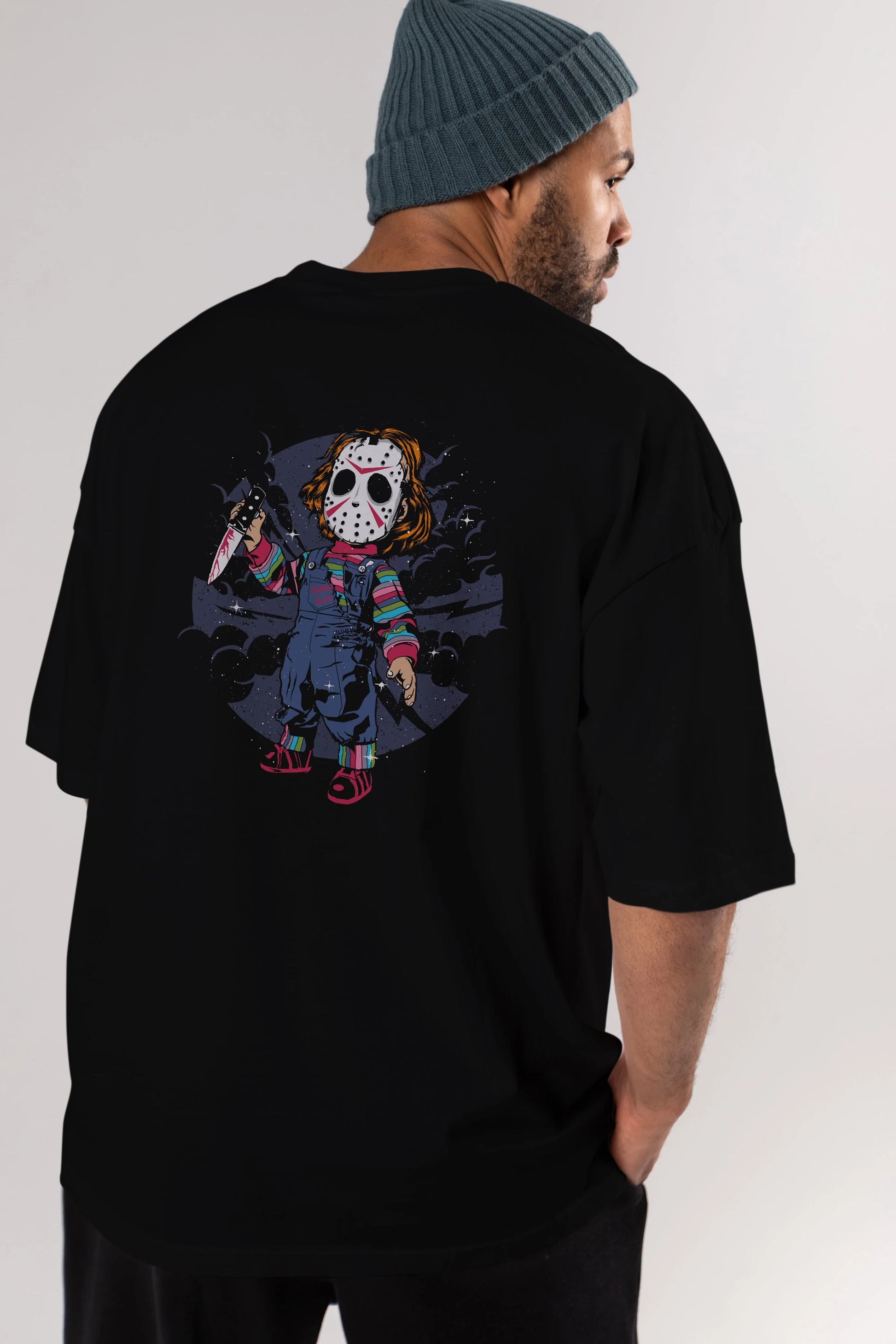 Chucky Arka Baskılı Oversize t-shirt Erkek Kadın Unisex %100 Pamuk