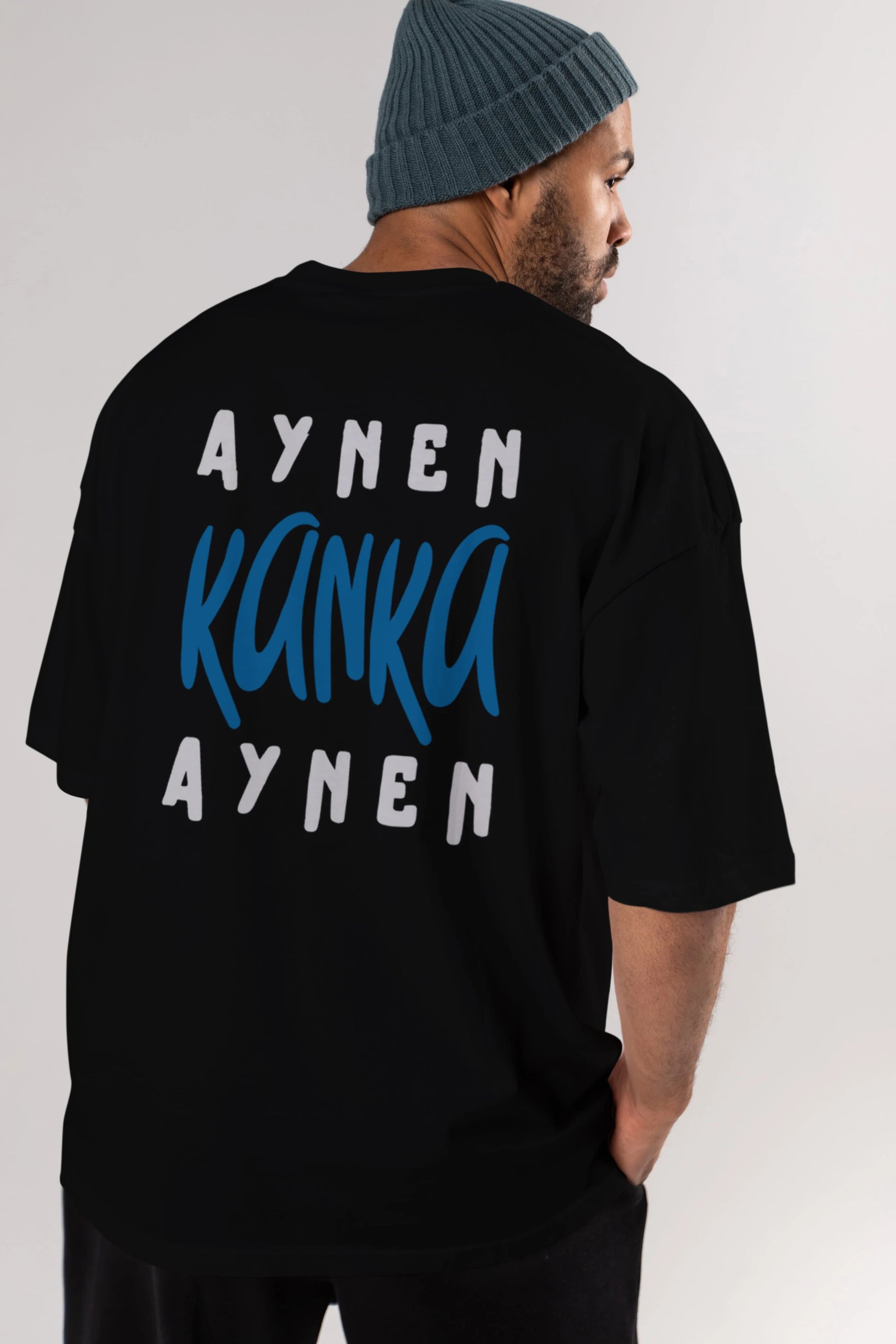 Aynen Kanka Aynen Yazılı Arka Baskılı Oversize t-shirt Erkek Kadın Unisex