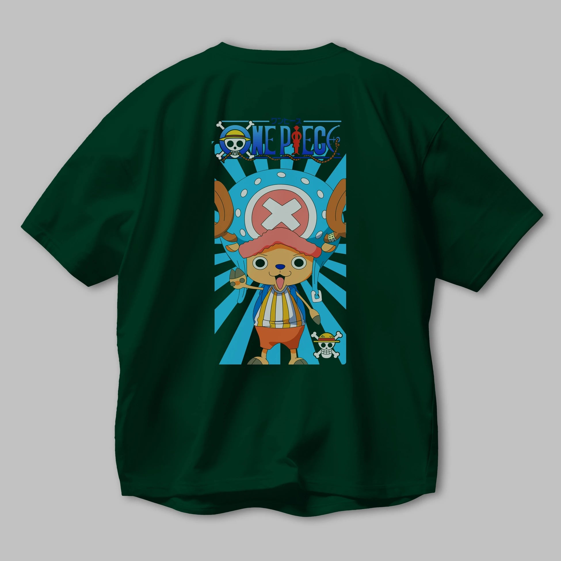 Chopper Anime Arka Baskılı Oversize t-shirt Erkek Kadın Unisex %100 pamuk tişort