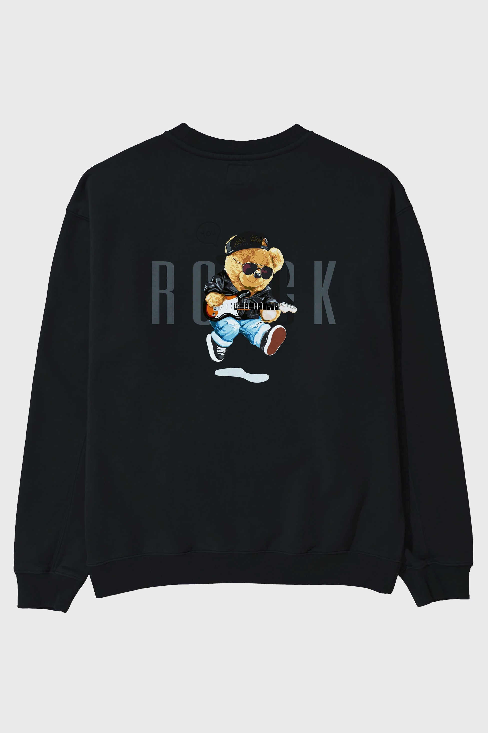 Teddy Bear Rock Arka Baskılı Oversize Sweatshirt Erkek Kadın Unisex