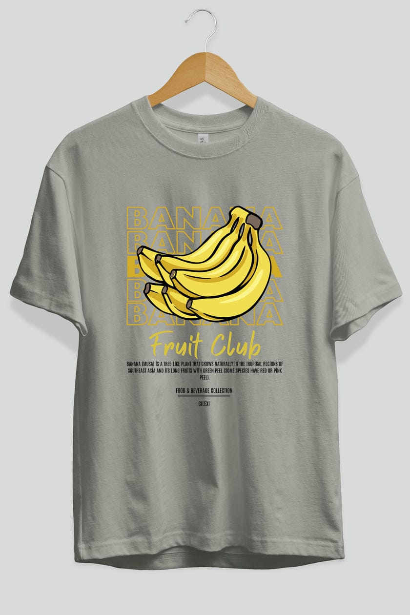 Banana Ön Baskılı Oversize t-shirt Erkek Kadın Pamuk Bisiklet Yaka tişort