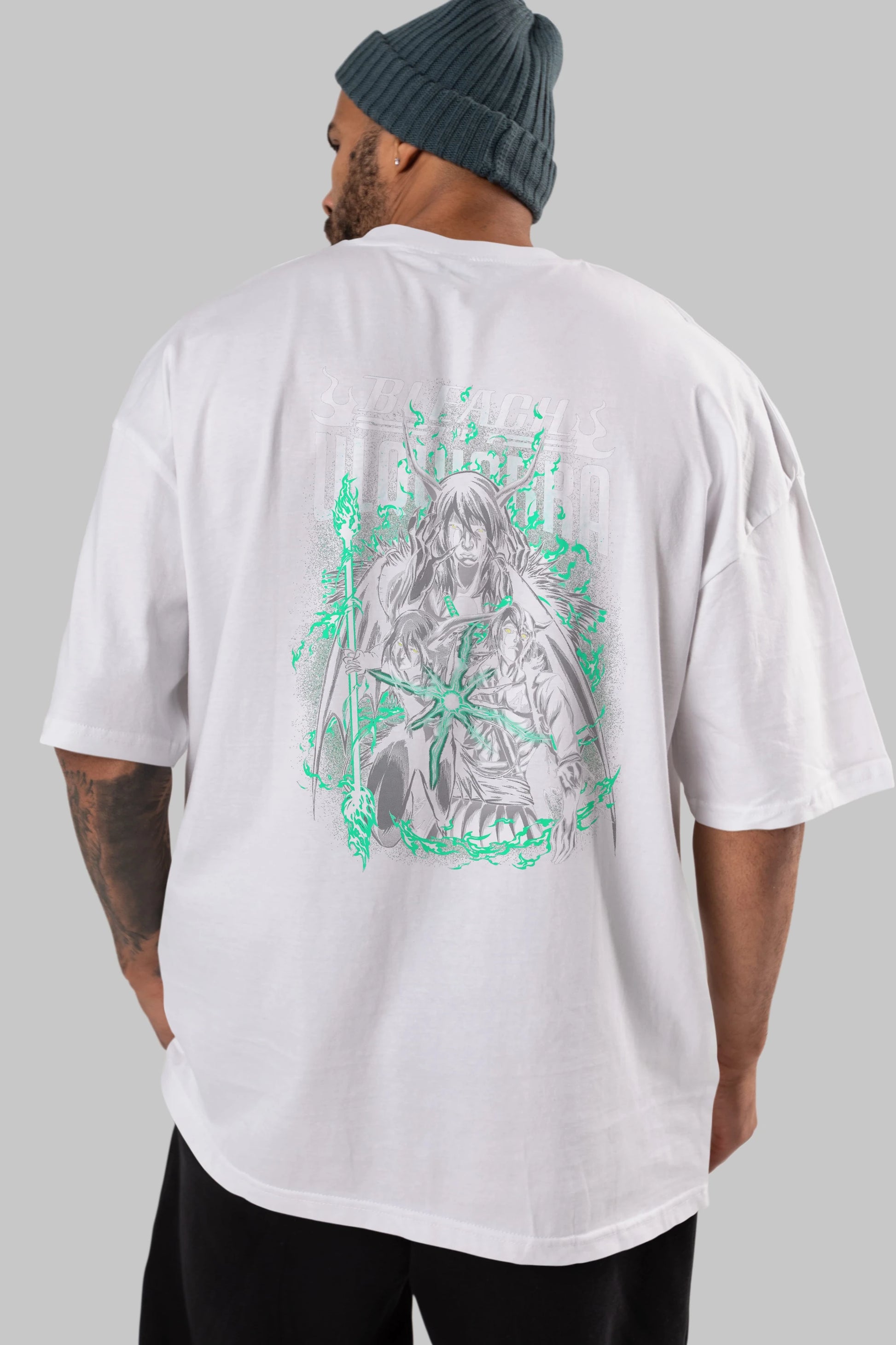 BLEACH(ULQUIARRA) Anime Arka Baskılı Oversize t-shirt Erkek Kadın Unisex