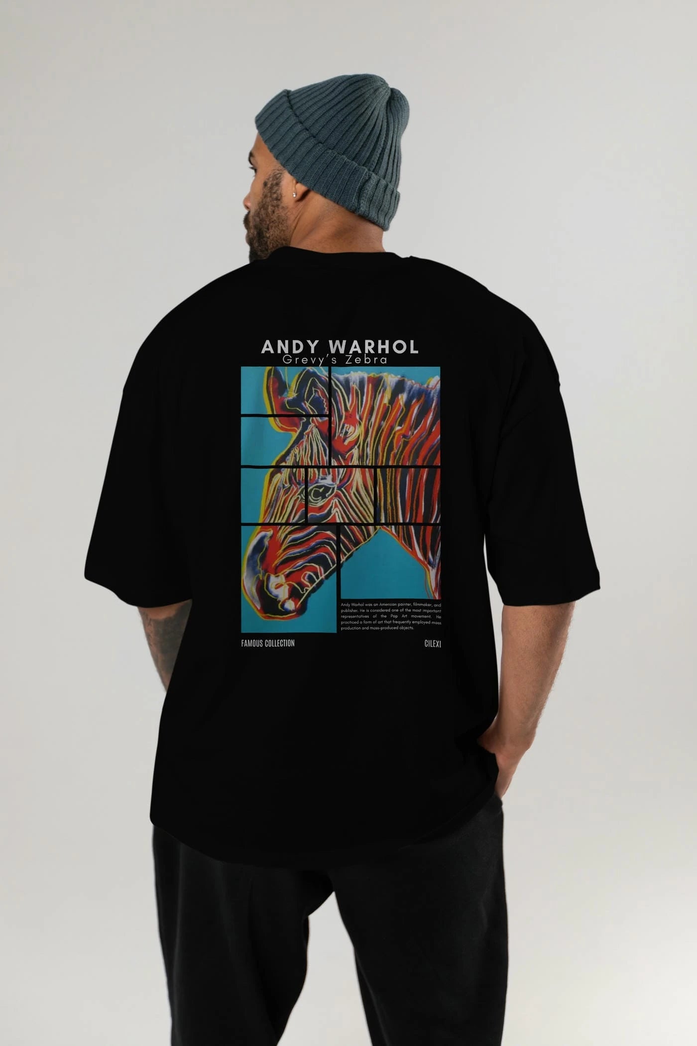 Andy Warhol Arka Baskılı Oversize t-shirt Erkek Kadın Bisiklet Yaka Pamuk tişort
