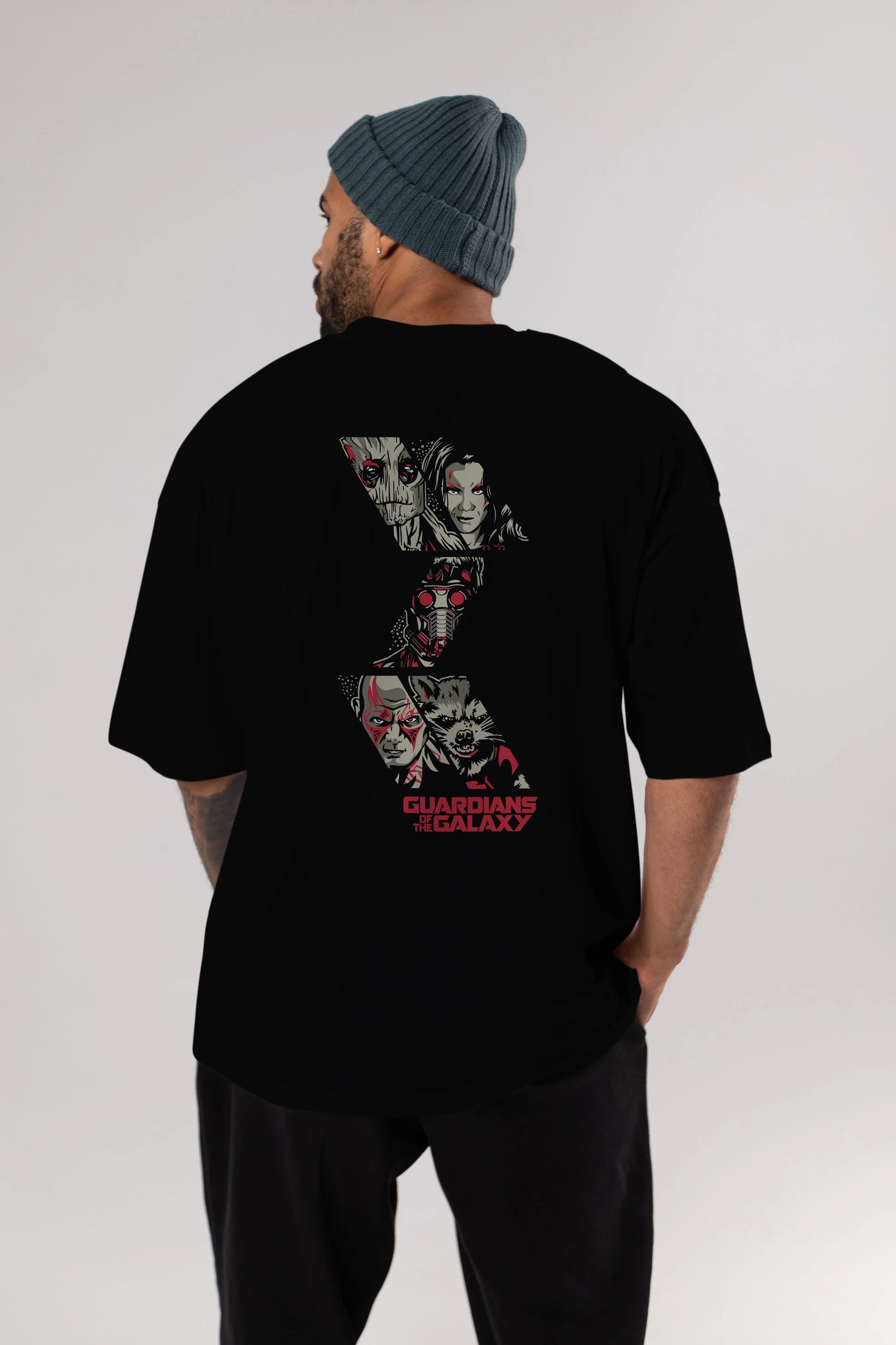 Guardians of The Galaxy (2) Arka Baskılı Oversize t-shirt Erkek Kadın Unisex %100 Pamuk Bisiklet Yaka tişort
