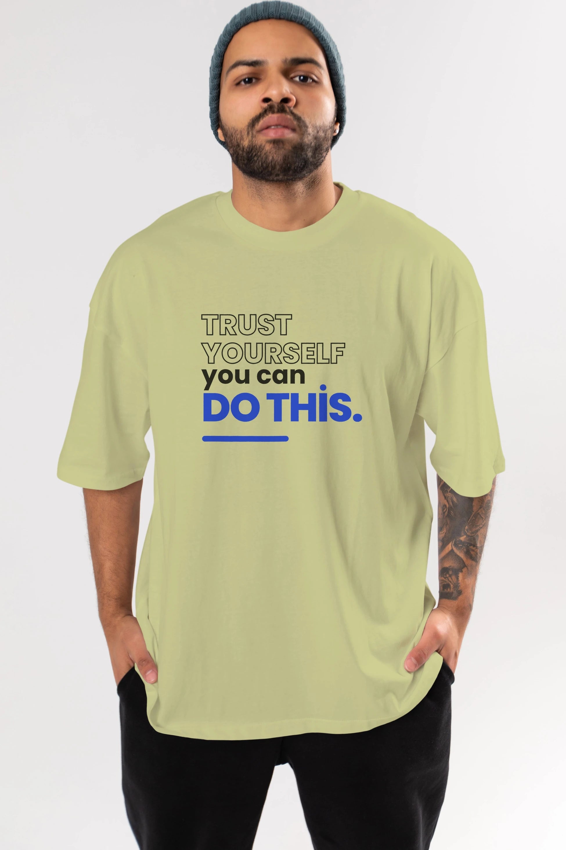 Trust Yourself Yazılı Ön Baskılı Oversize t-shirt Erkek Kadın Unisex