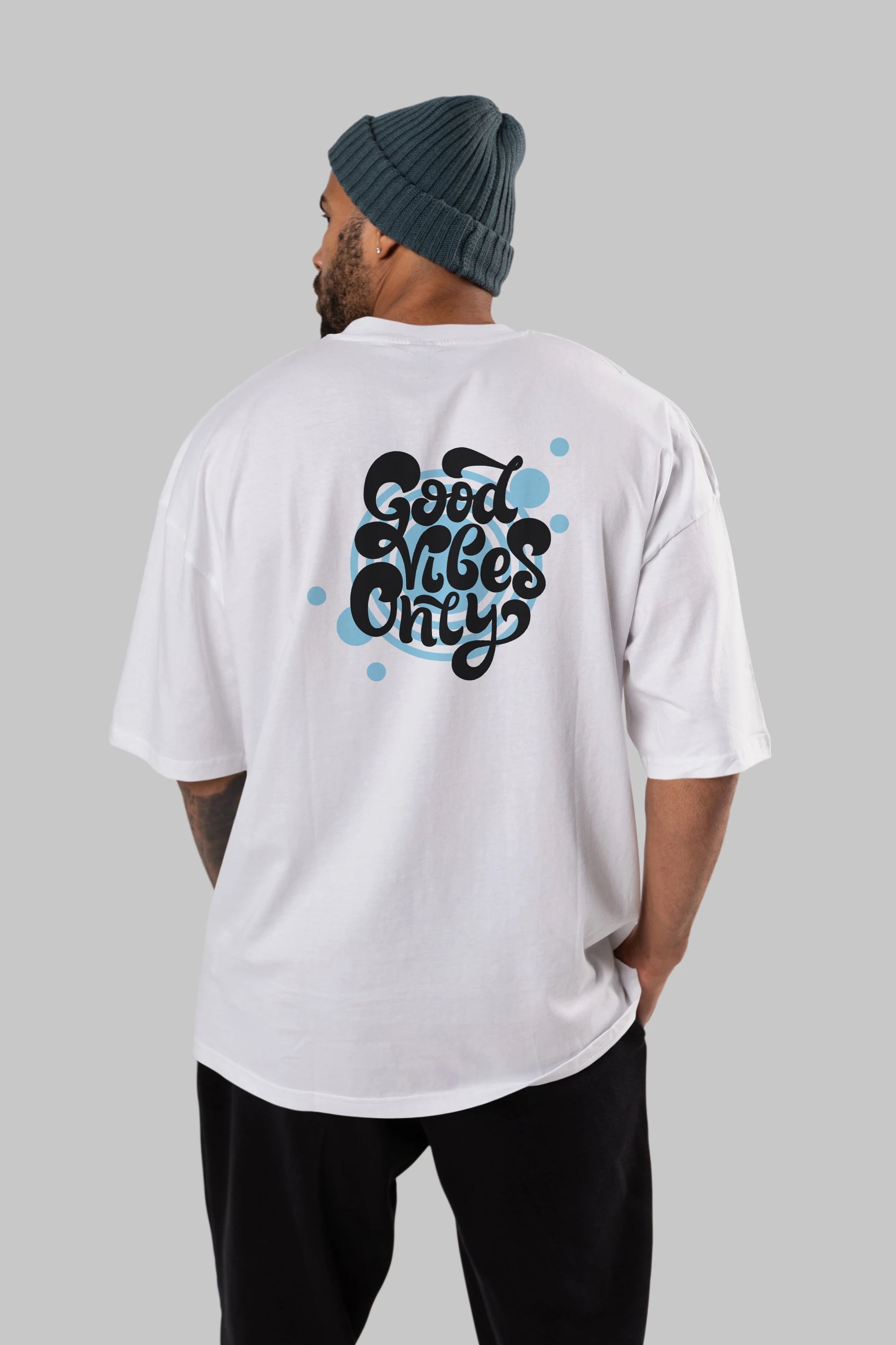 Good Vibes Only Yazılı Arka Baskılı Oversize t-shirt Erkek Kadın Unisex