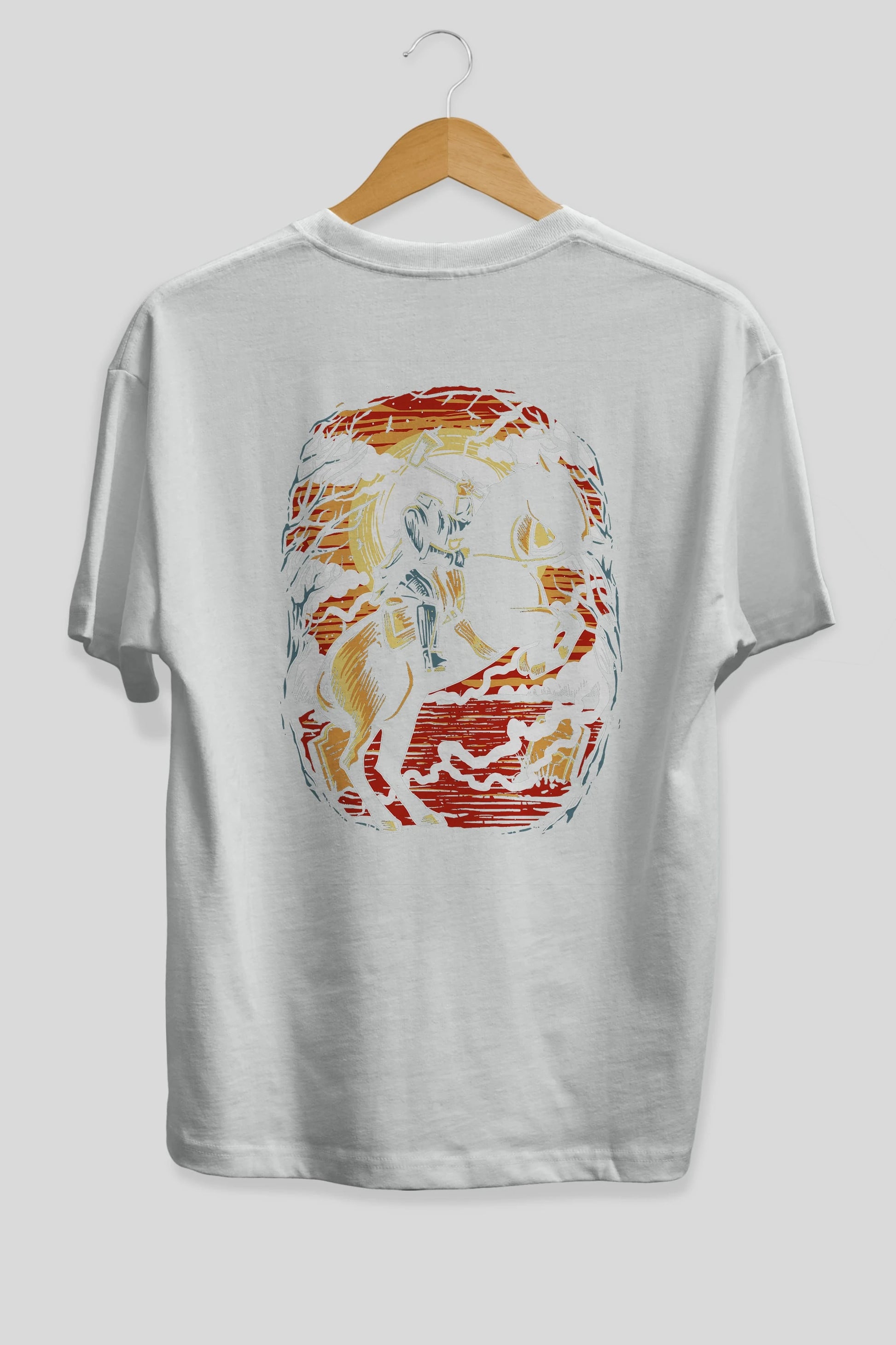 Headless Horseman Arka Baskılı Oversize t-shirt Erkek Kadın Unisex %100 Pamuk