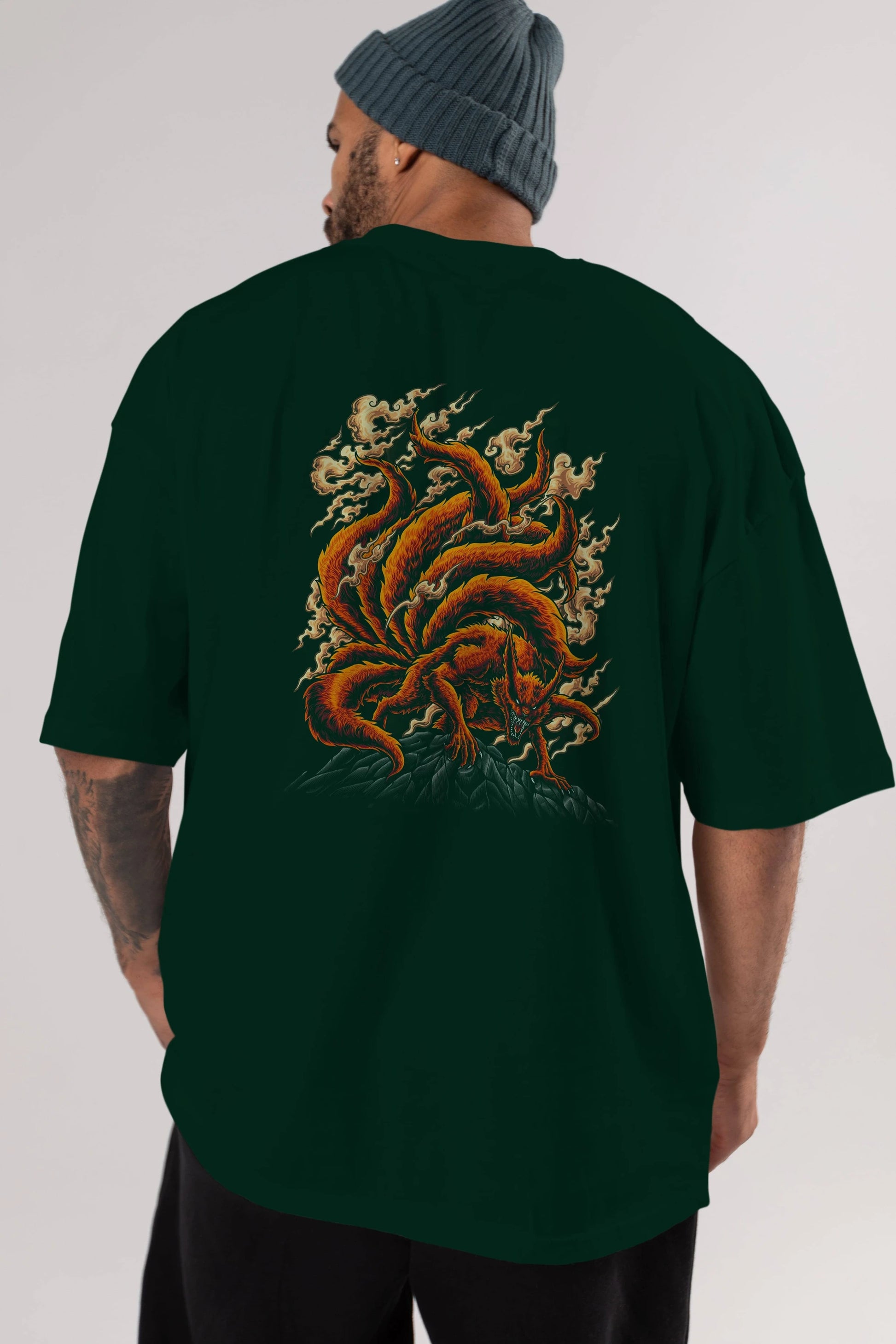 NARUTO KYUUBI Anime Arka Baskılı Oversize t-shirt Erkek Kadın Unisex