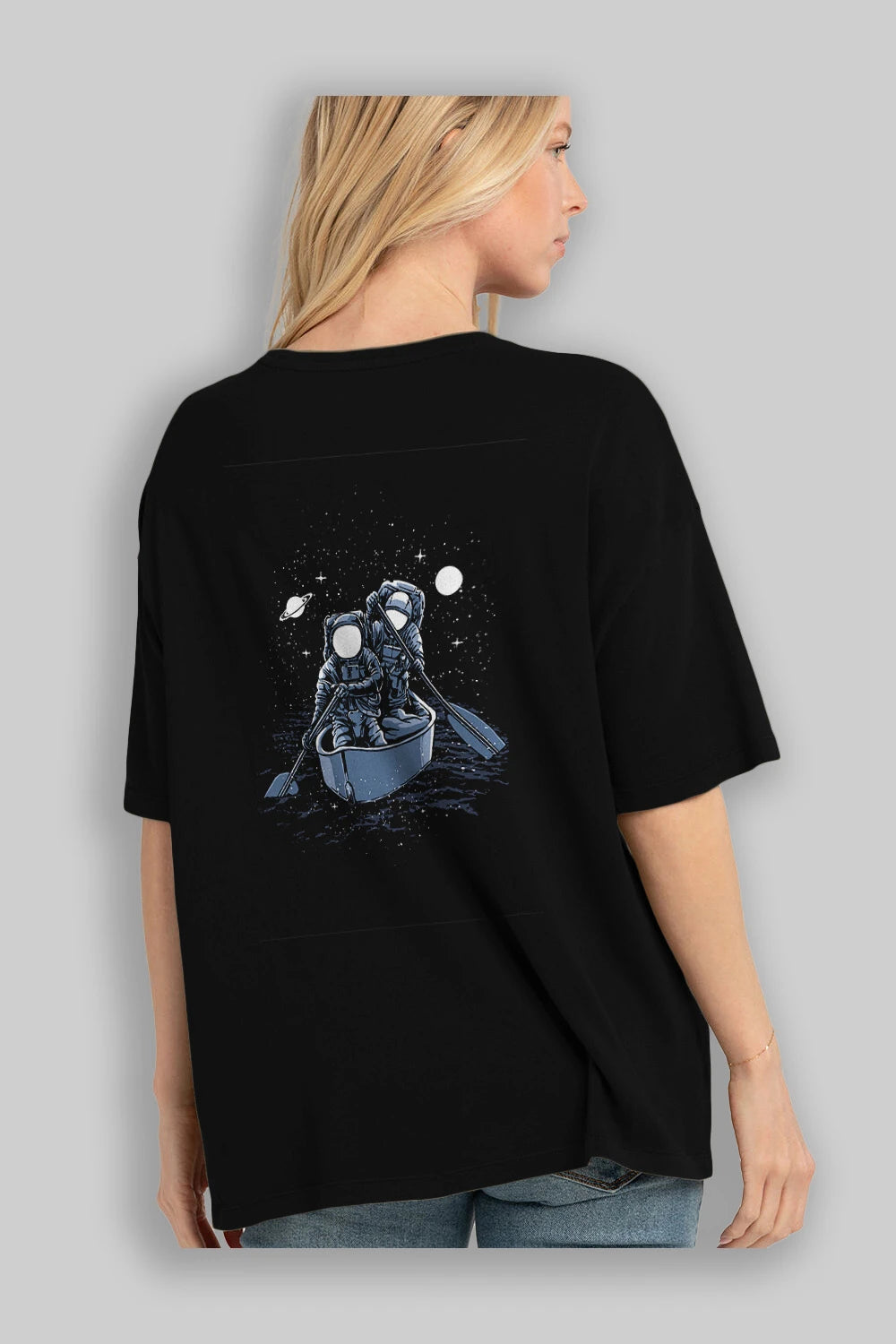 Across The Galaxy Arka Baskılı Oversize t-shirt Erkek Kadın Unisex %100 Pamuk
