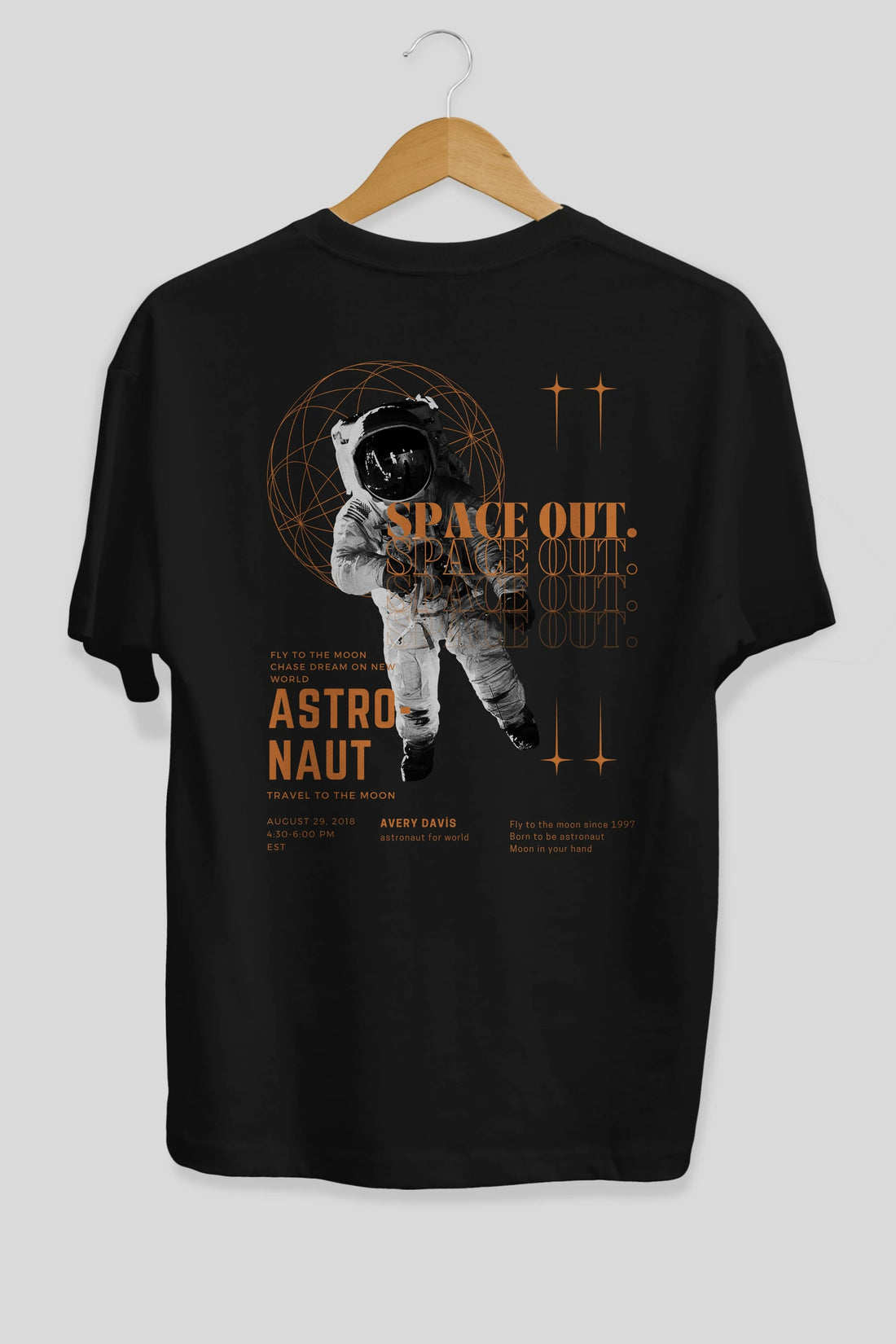 Astronaut Space Out Yazılı Arka Baskılı Oversize t-shirt Erkek Kadın Unisex