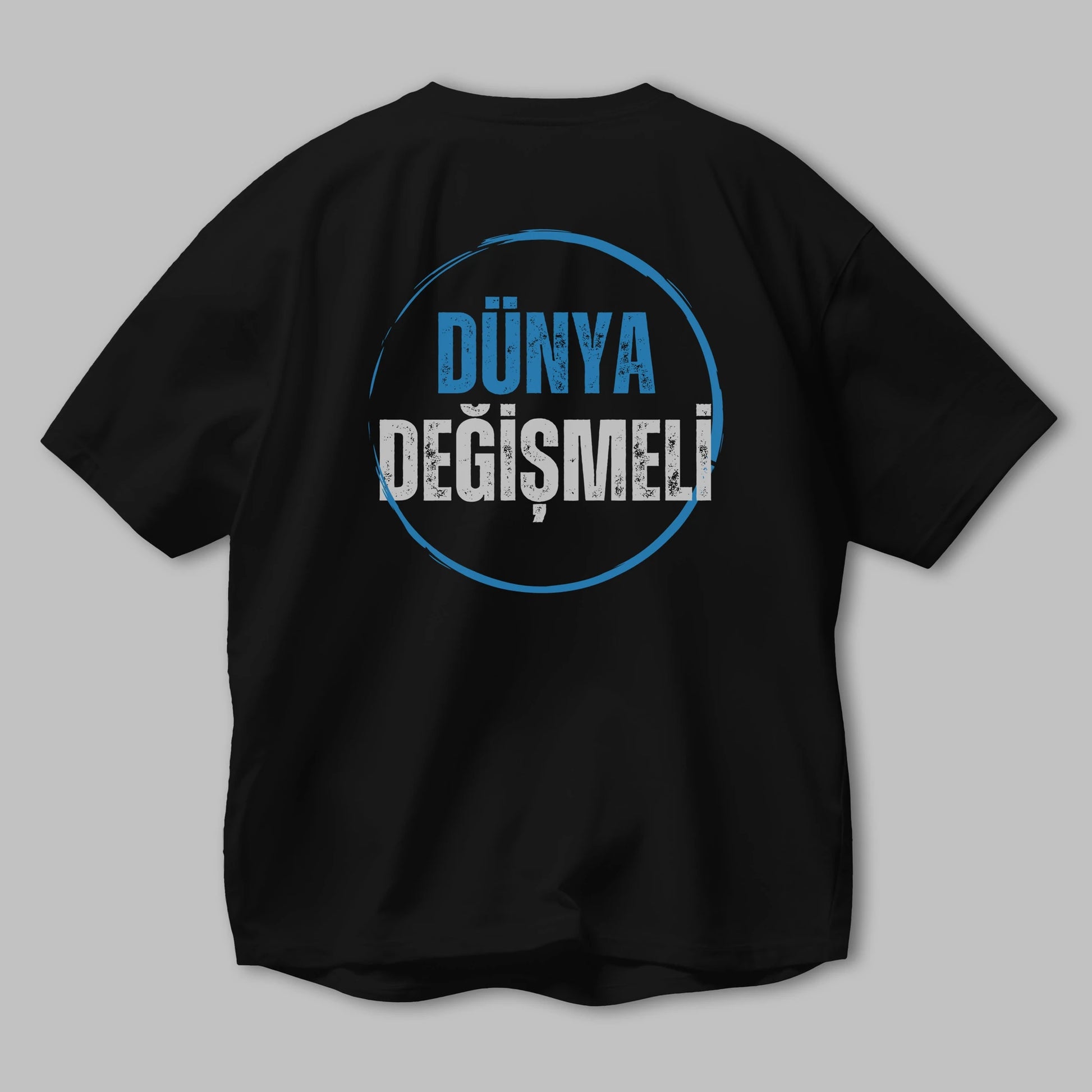 Dünya Değişmeli Yazılı Arka Baskılı Oversize t-shirt Erkek Kadın Unisex