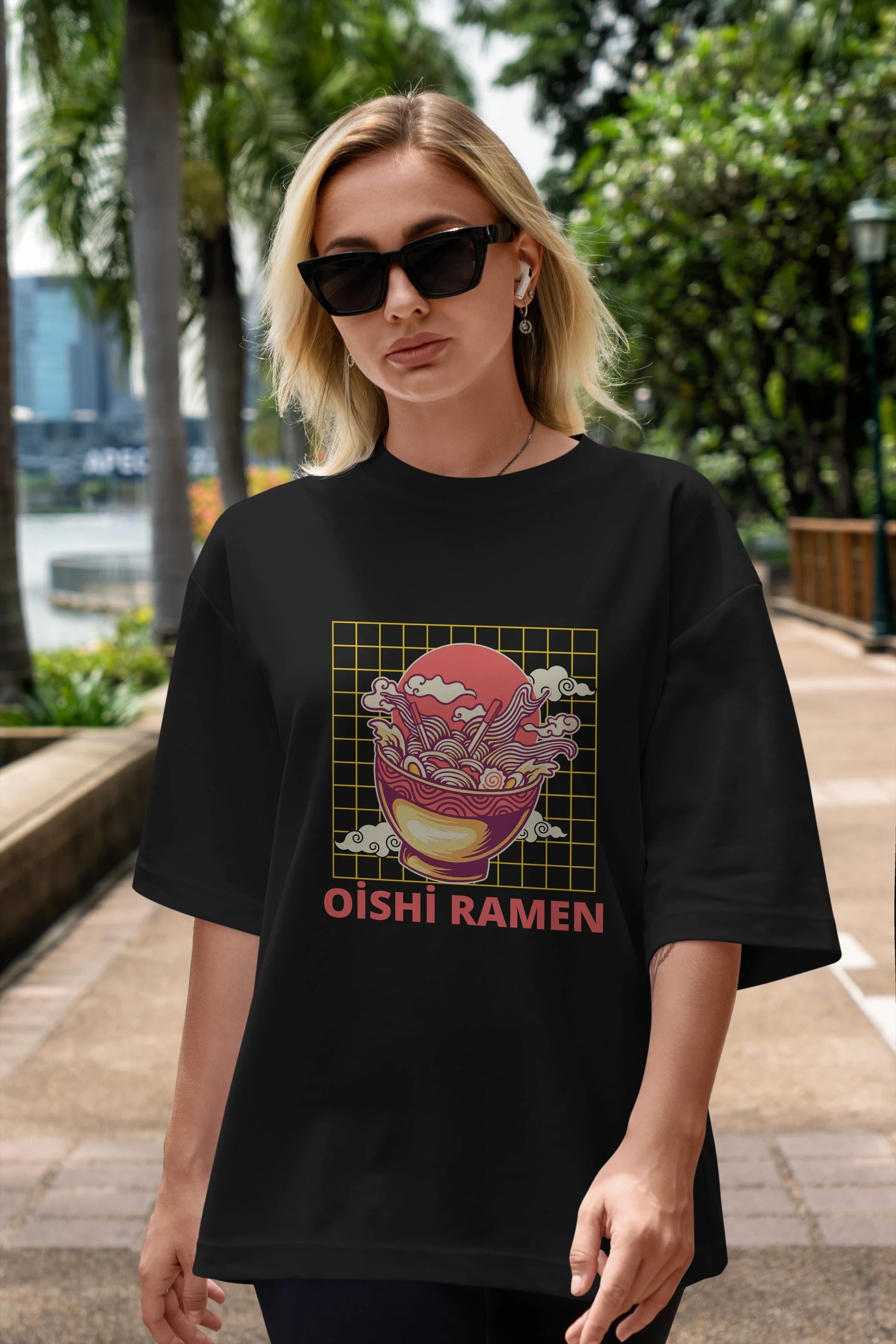 Oishi Ramen Yazılı Ön Baskılı Oversize t-shirt Erkek Kadın Unisex