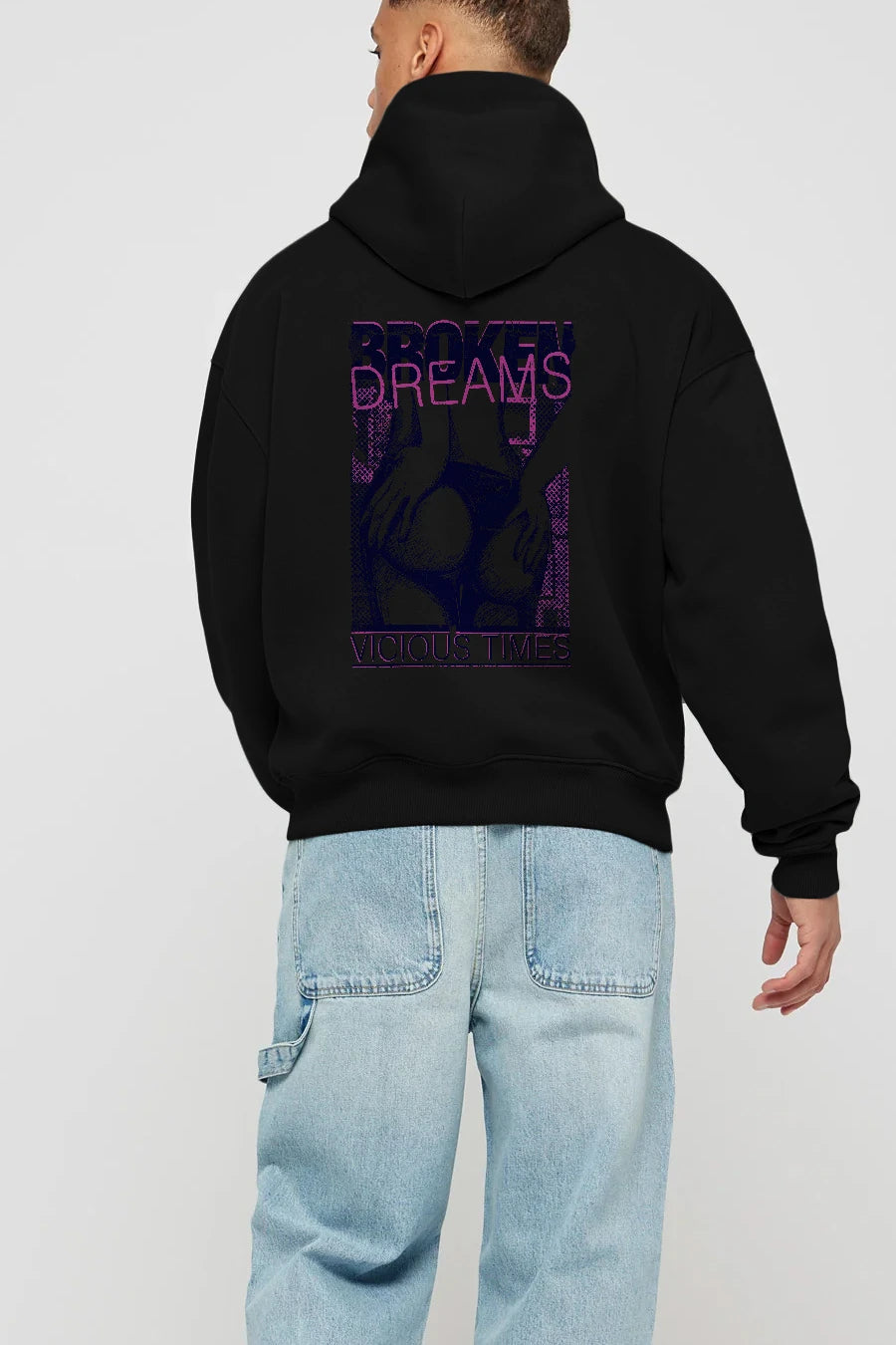 Broken Dreams Arka Baskılı Hoodie Oversize Kapüşonlu Sweatshirt Erkek Kadın Unisex