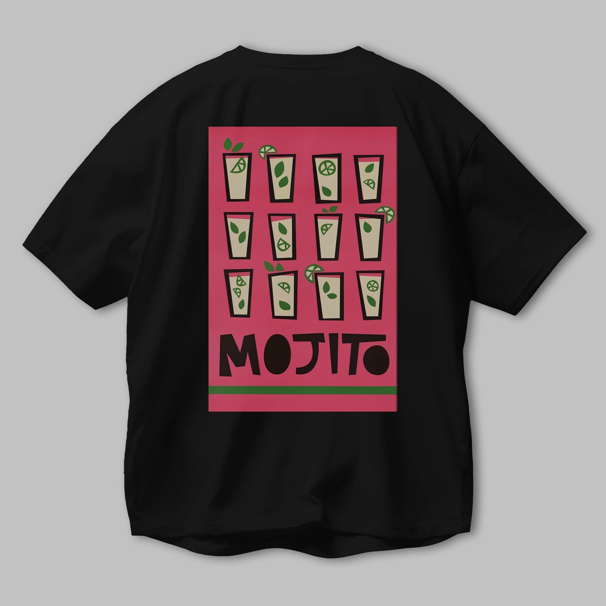 Mojito Arka Baskılı Oversize t-shirt Erkek Kadın Unisex %100 Pamuk Bisiklet Yaka tişort