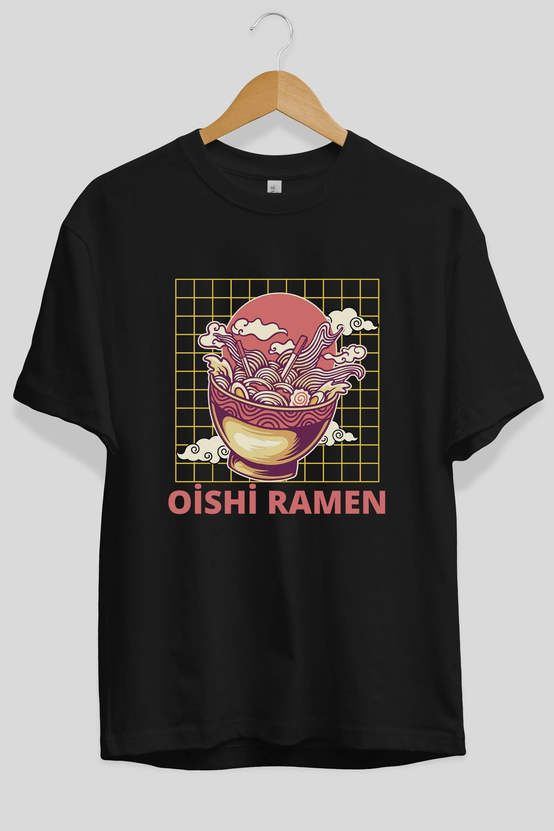 Oishi Ramen Yazılı Ön Baskılı Oversize t-shirt Erkek Kadın Unisex