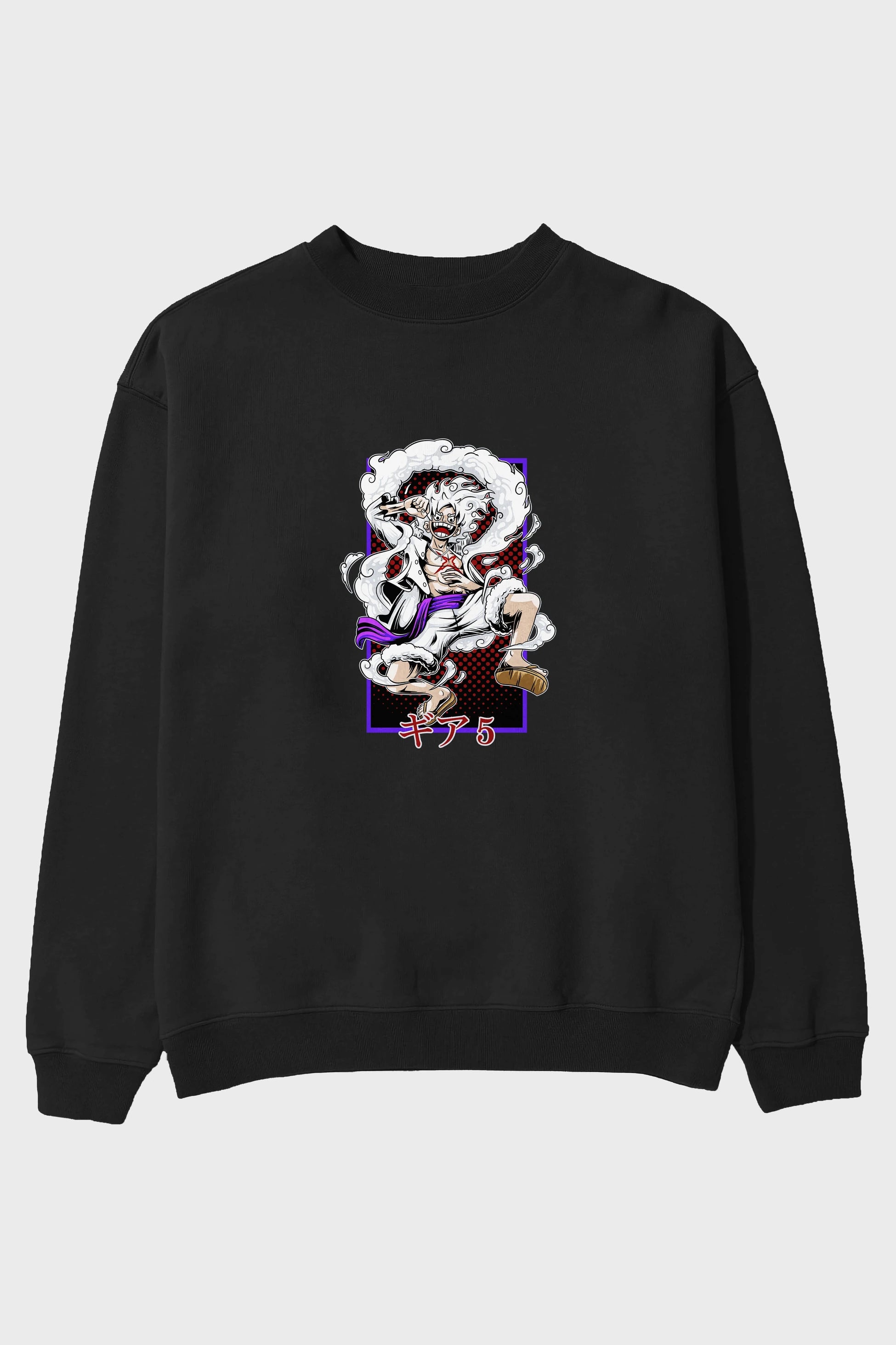 MONKEY D. LUFFY GEAR5 Anime Ön Baskılı Oversize Sweatshirt Erkek Kadın Unisex