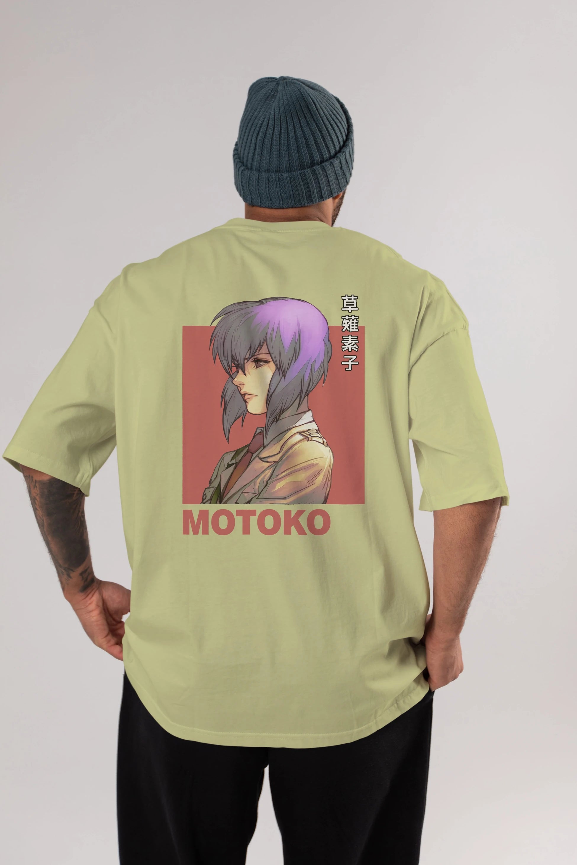 Motoko Kusanagi 12 Anime Arka Baskılı Oversize t-shirt Erkek Kadın Unisex