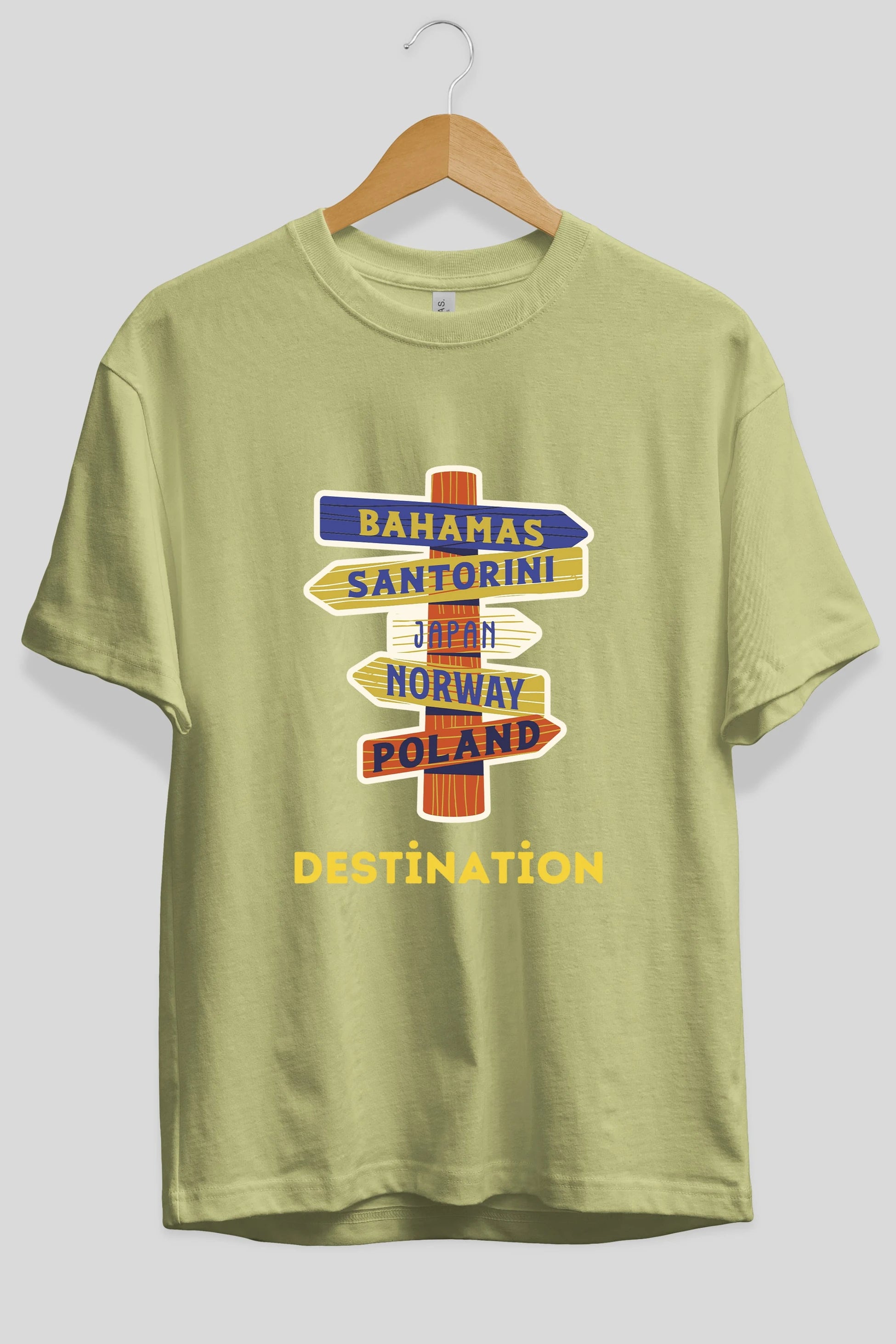 Destination Yazılı Ön Baskılı Oversize t-shirt Erkek Kadın Unisex