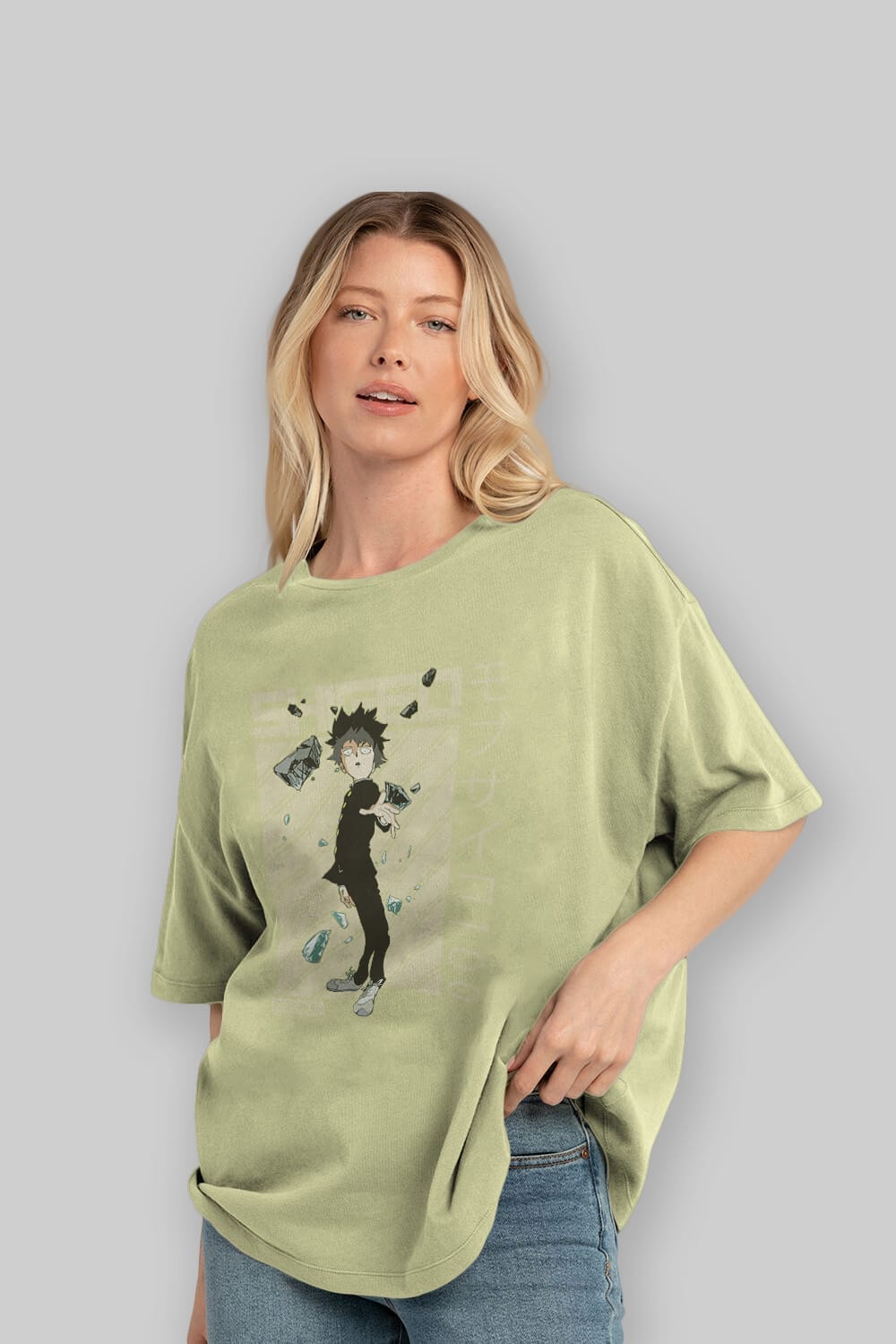 Shigeo Kageyama 3 Anime Ön Baskılı Oversize t-shirt %100 pamuk Erkek Kadın Unisex