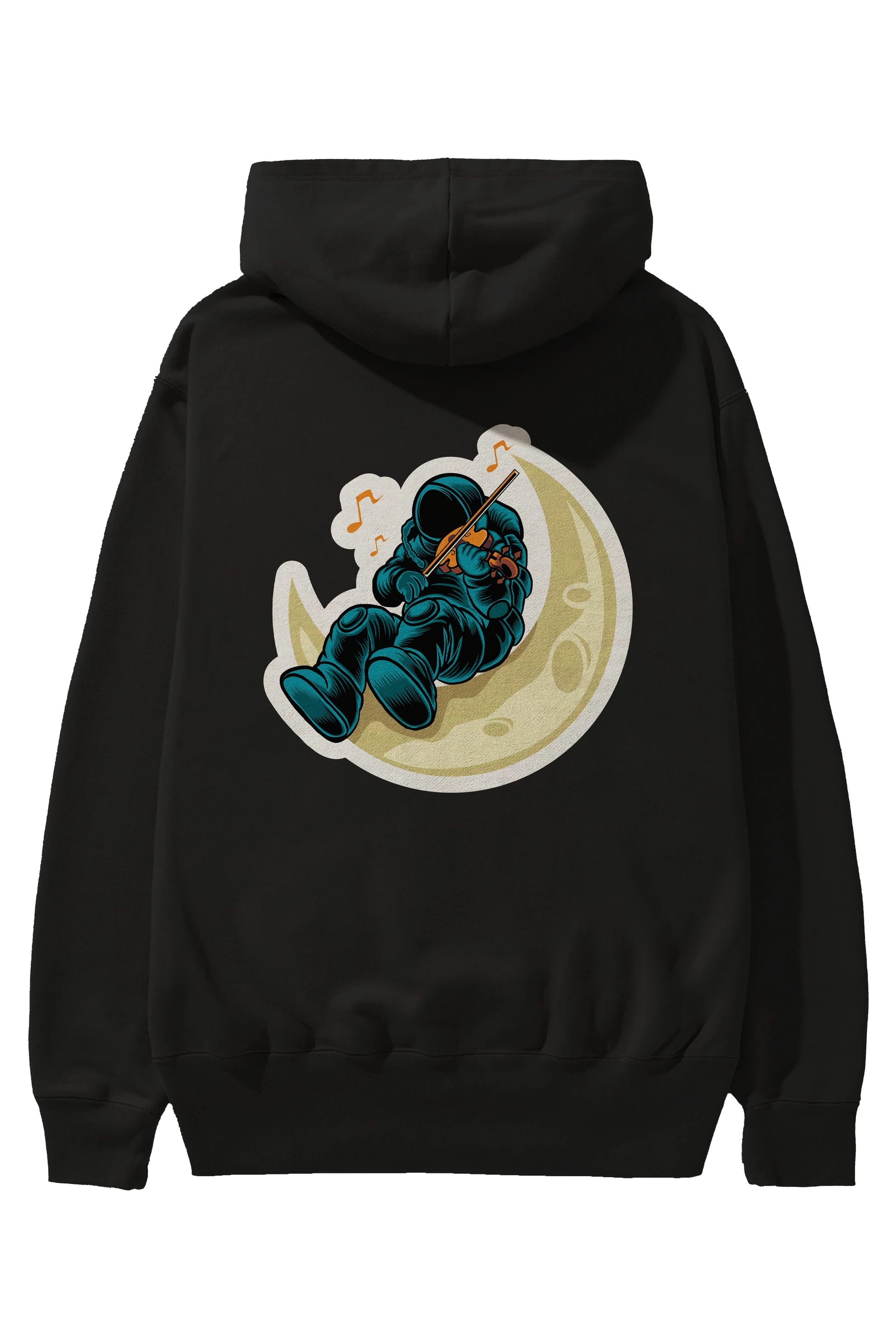 Playing Vionist in Space Sticker Arka Baskılı Hoodie Oversize Kapüşonlu Sweatshirt Erkek Kadın Unisex