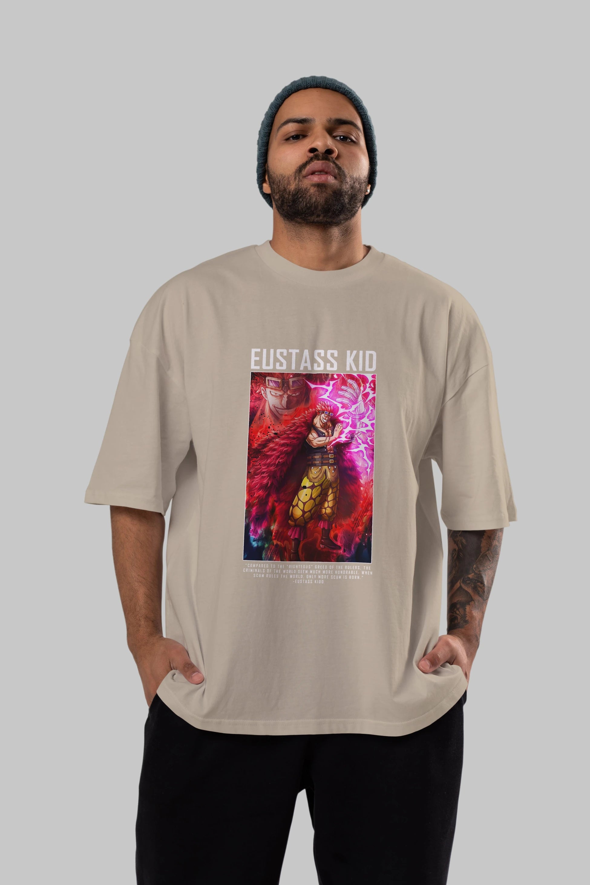 Eustass Kid Anime Ön Baskılı Oversize t-shirt Erkek Kadın Unisex
