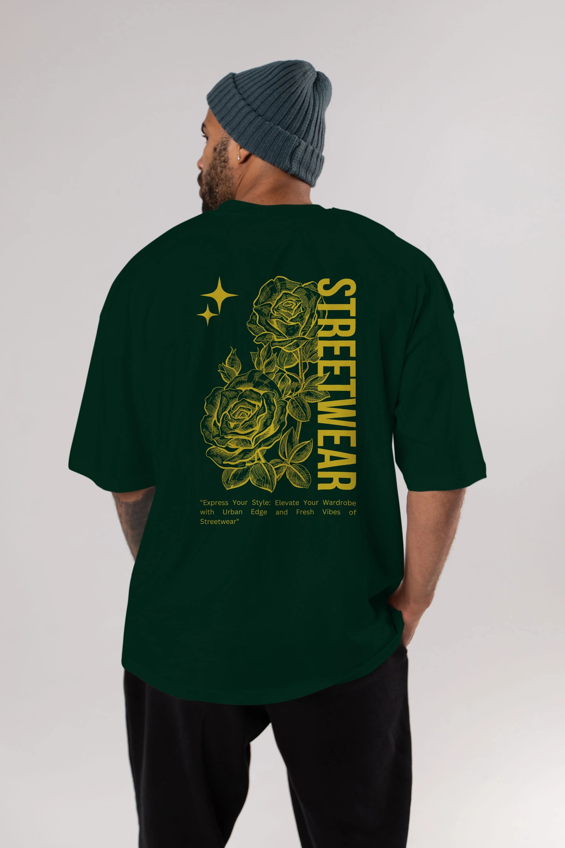 Minimalist Streetwear Arka Baskılı Oversize t-shirt Erkek Kadın Unisex