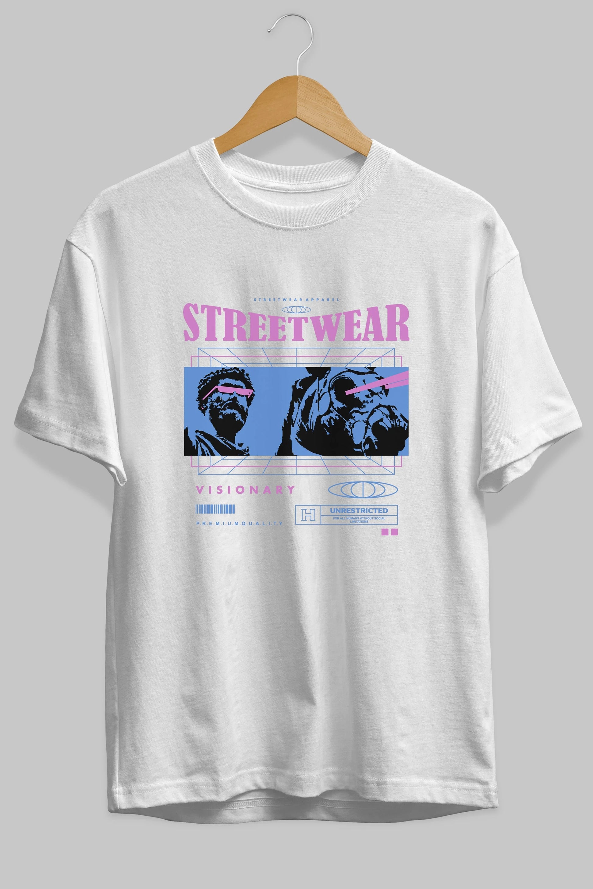 Streetwear Visionary Ön Baskılı Oversize t-shirt Erkek Kadın Unisex
