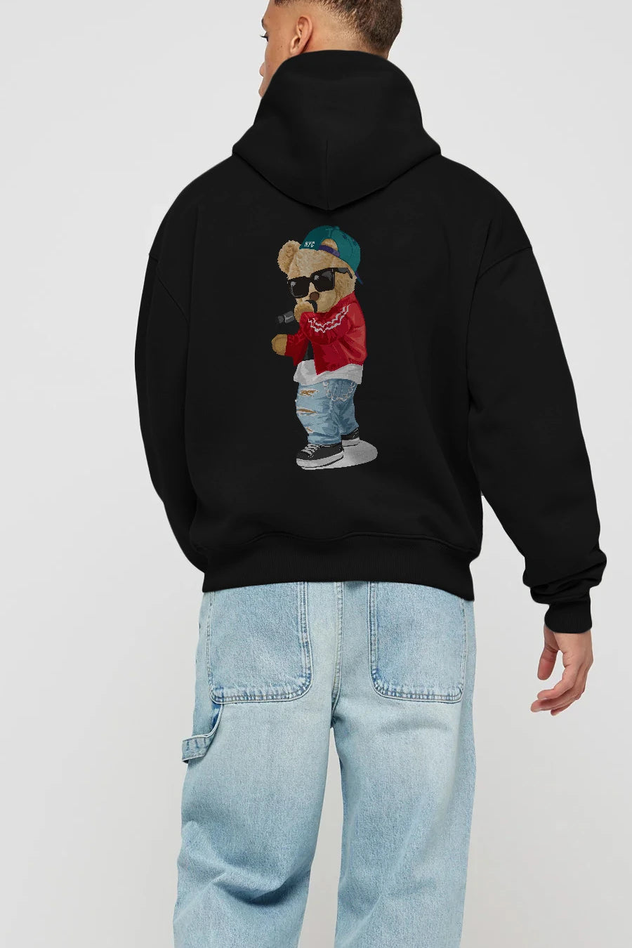 Teddy Bear Şarkıcı Arka Baskılı Hoodie Oversize Kapüşonlu Sweatshirt Erkek Kadın Unisex