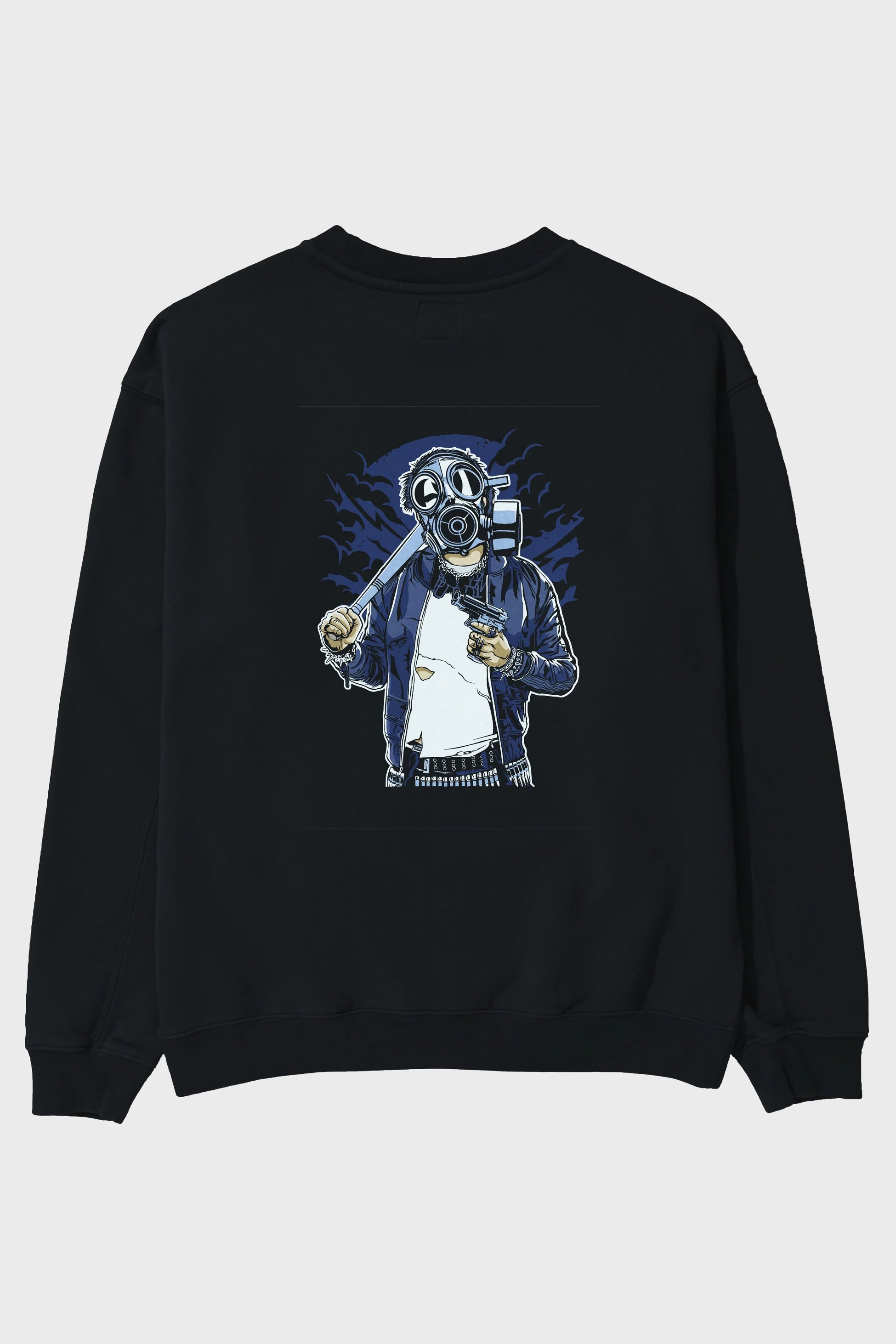 Gasmask Bastard Arka Baskılı Oversize Sweatshirt Erkek Kadın Unisex