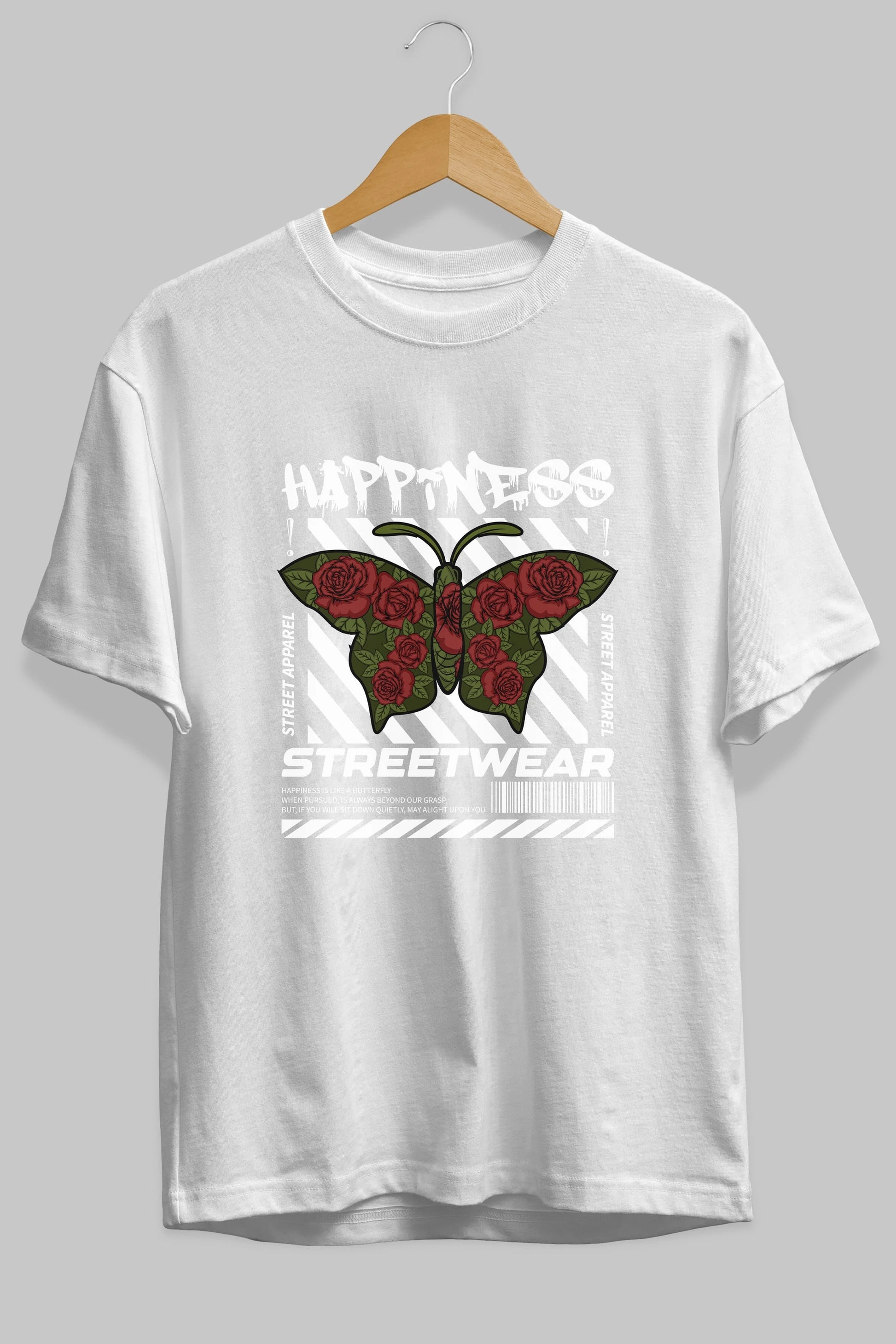 Happiness Streetwear Ön Baskılı Oversize t-shirt Erkek Kadın Unisex