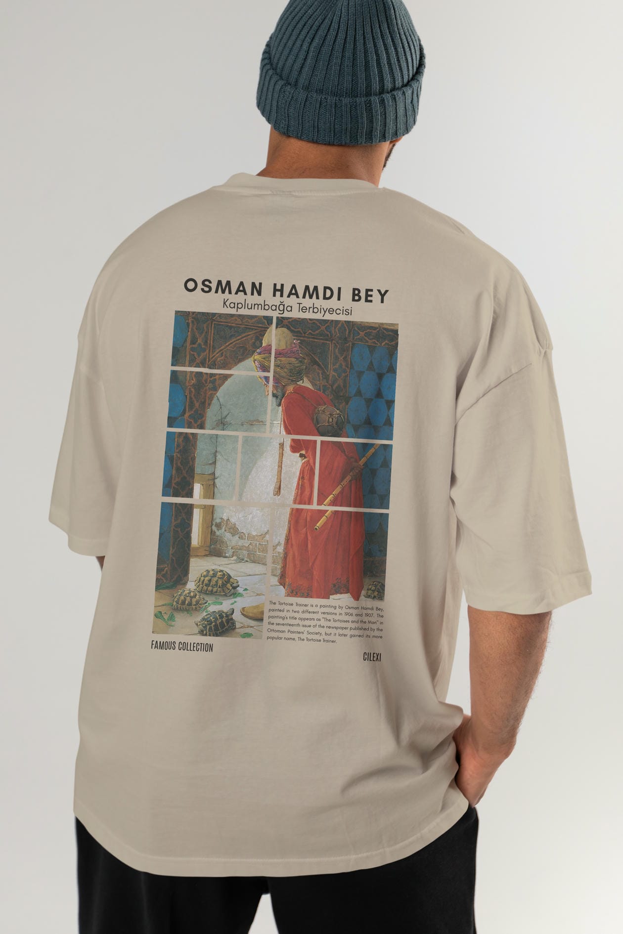 Osman Hamdi Bey Arka Baskılı Oversize t-shirt Erkek Kadın Bisiklet Yaka Pamuk tişort