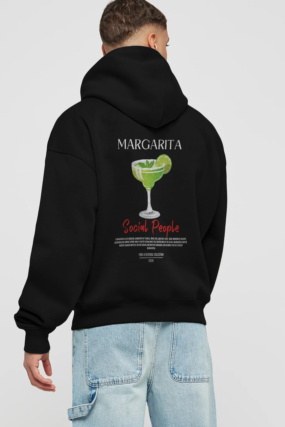 Margarita Kokteyl Arka Baskılı Hoodie Oversize Kapüşonlu Sweatshirt Erkek Kadın