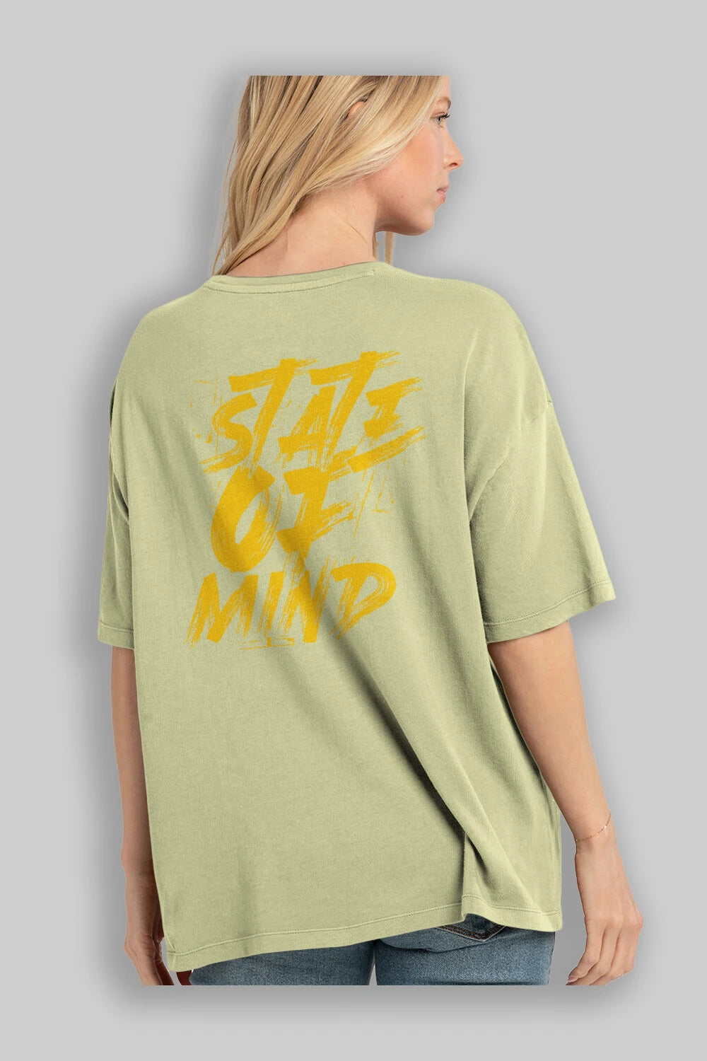 State on Mind Arka Baskılı Oversize t-shirt Erkek Kadın Unisex
