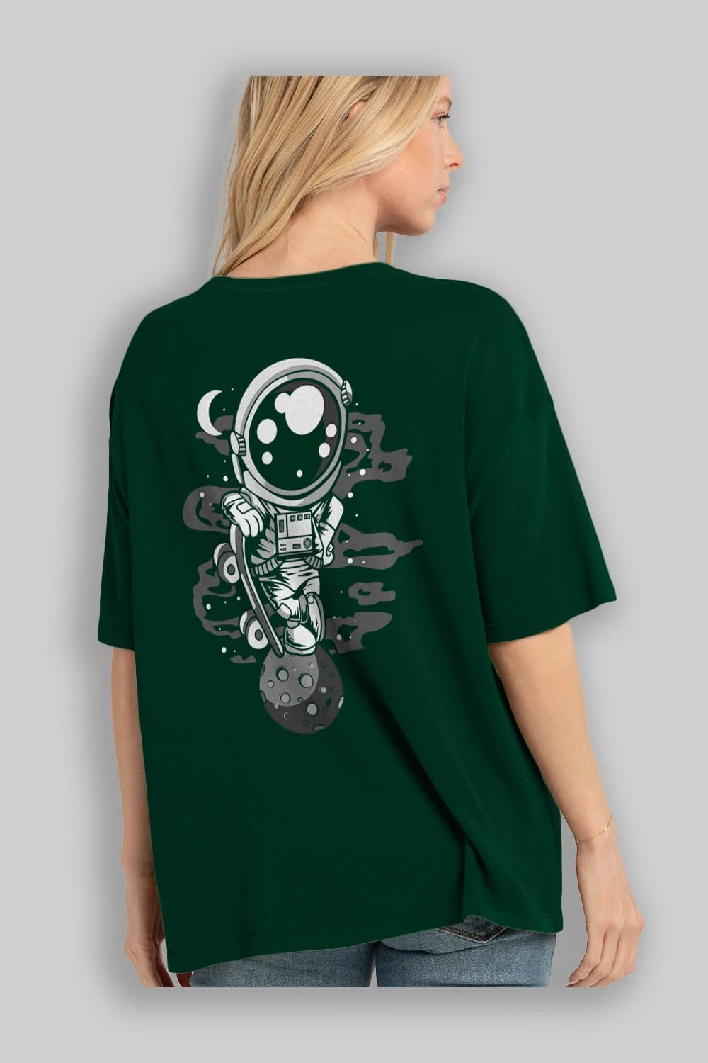 Astronaut Skater Boy Arka Baskılı Oversize t-shirt Erkek Kadın Unisex