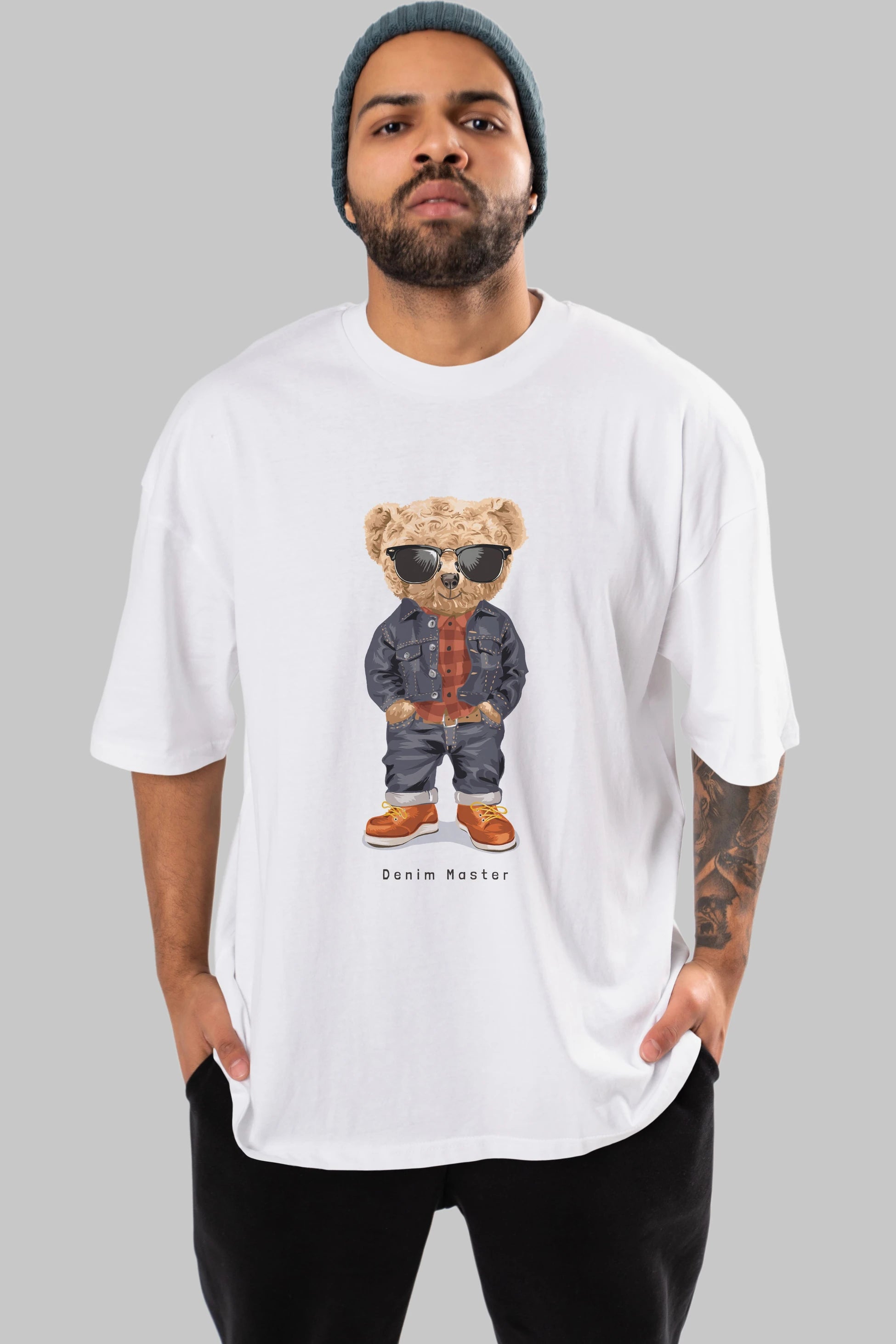 Teddy Bear Tarz Ön Baskılı Oversize t-shirt Erkek Kadın Unisex %100 Pamuk