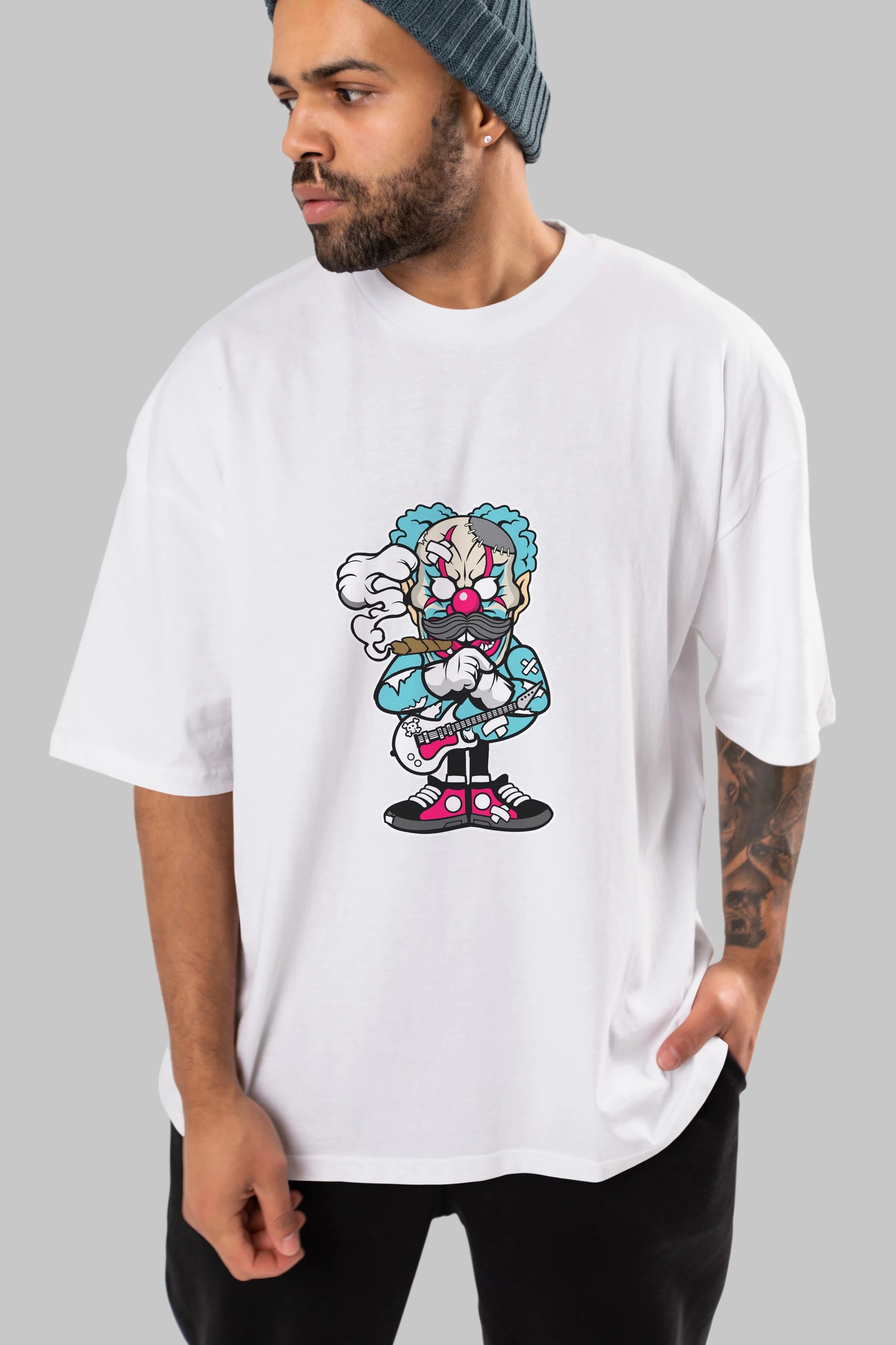 Clown Monster Ön Baskılı Oversize t-shirt Erkek Kadın Unisex %100 Pamuk tişort