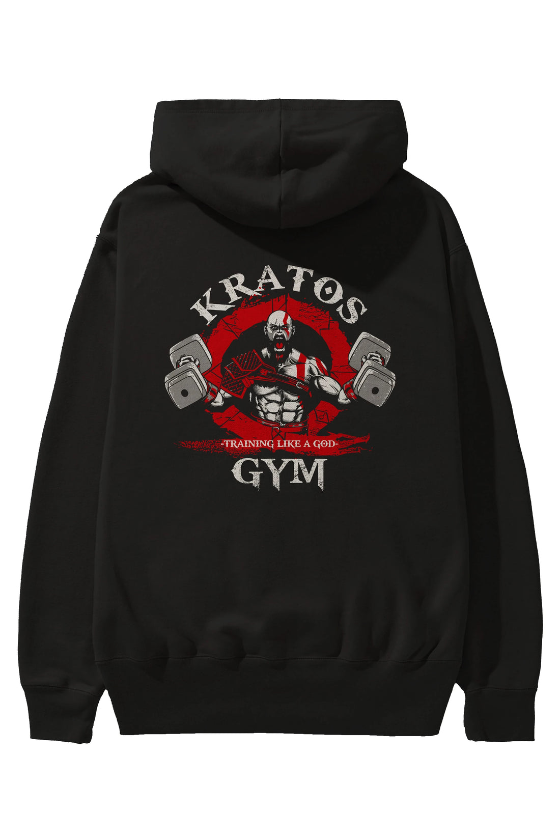 Kratos GYM Arka Baskılı Hoodie Oversize Kapüşonlu Sweatshirt Erkek Kadın Unisex
